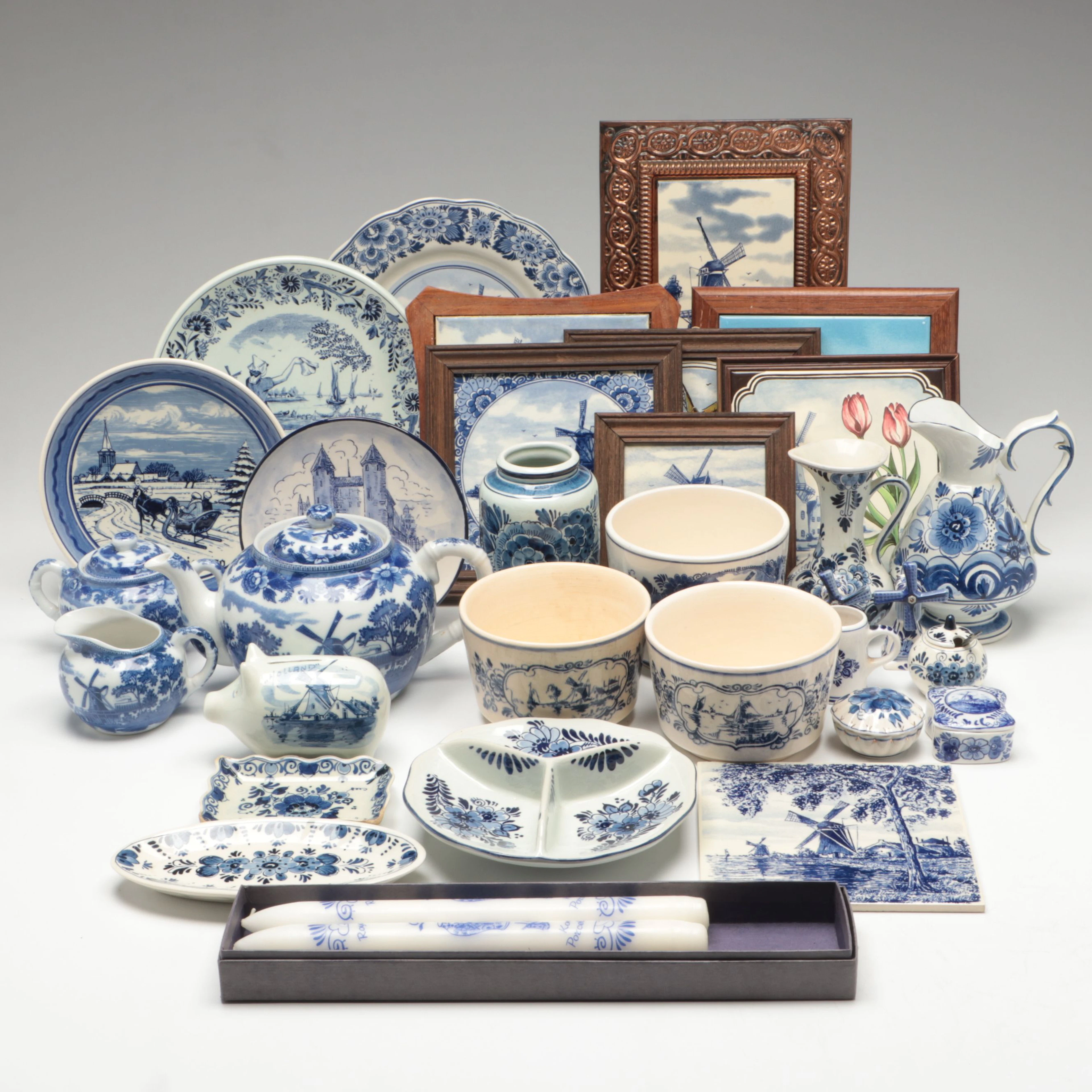 Delft Blue Porcelain Hand-Painted Tiles, Dinnerware, and More Table Accessories