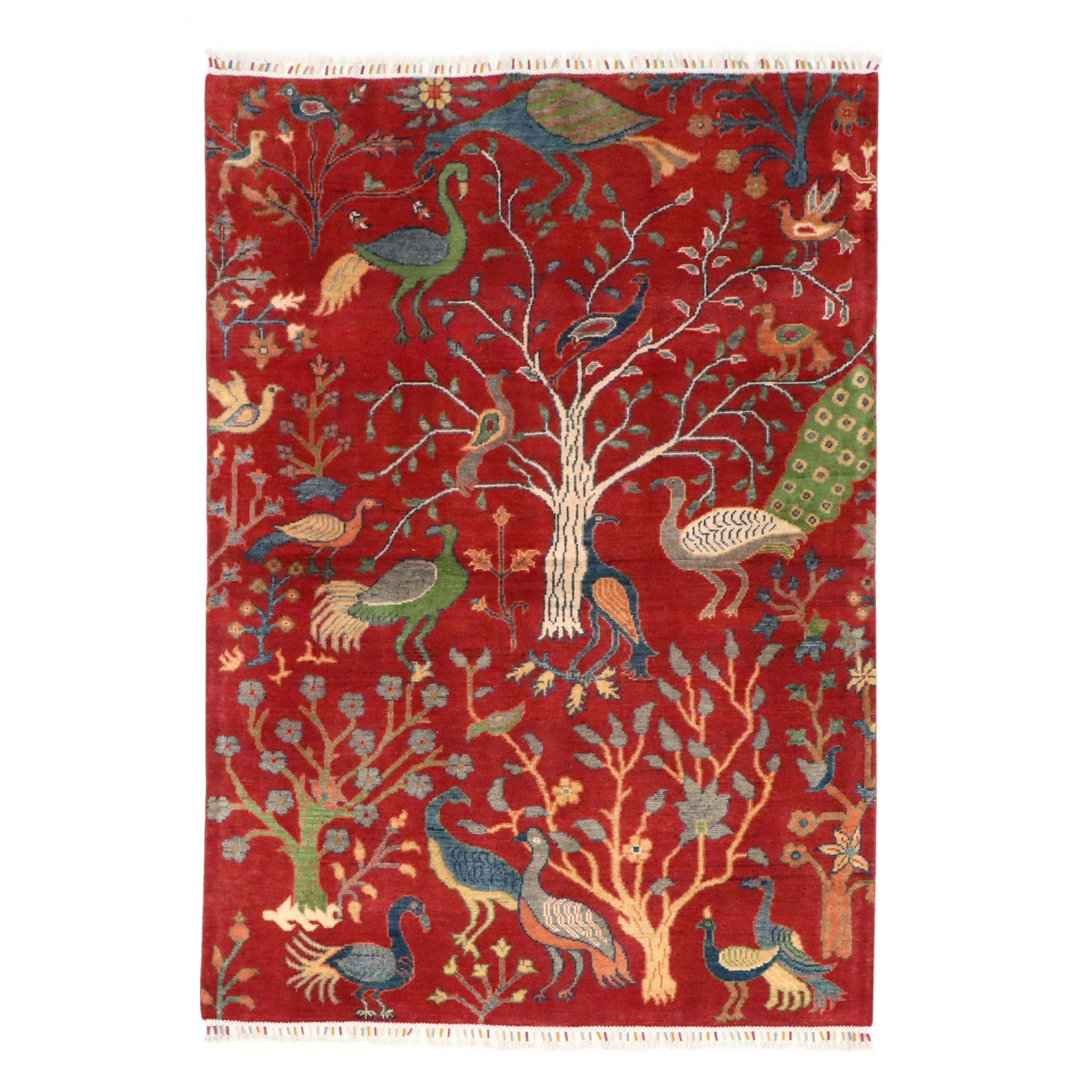 4'2 x 6'3 Hand-Knotted Indo-Persian Ziegler Area Rug