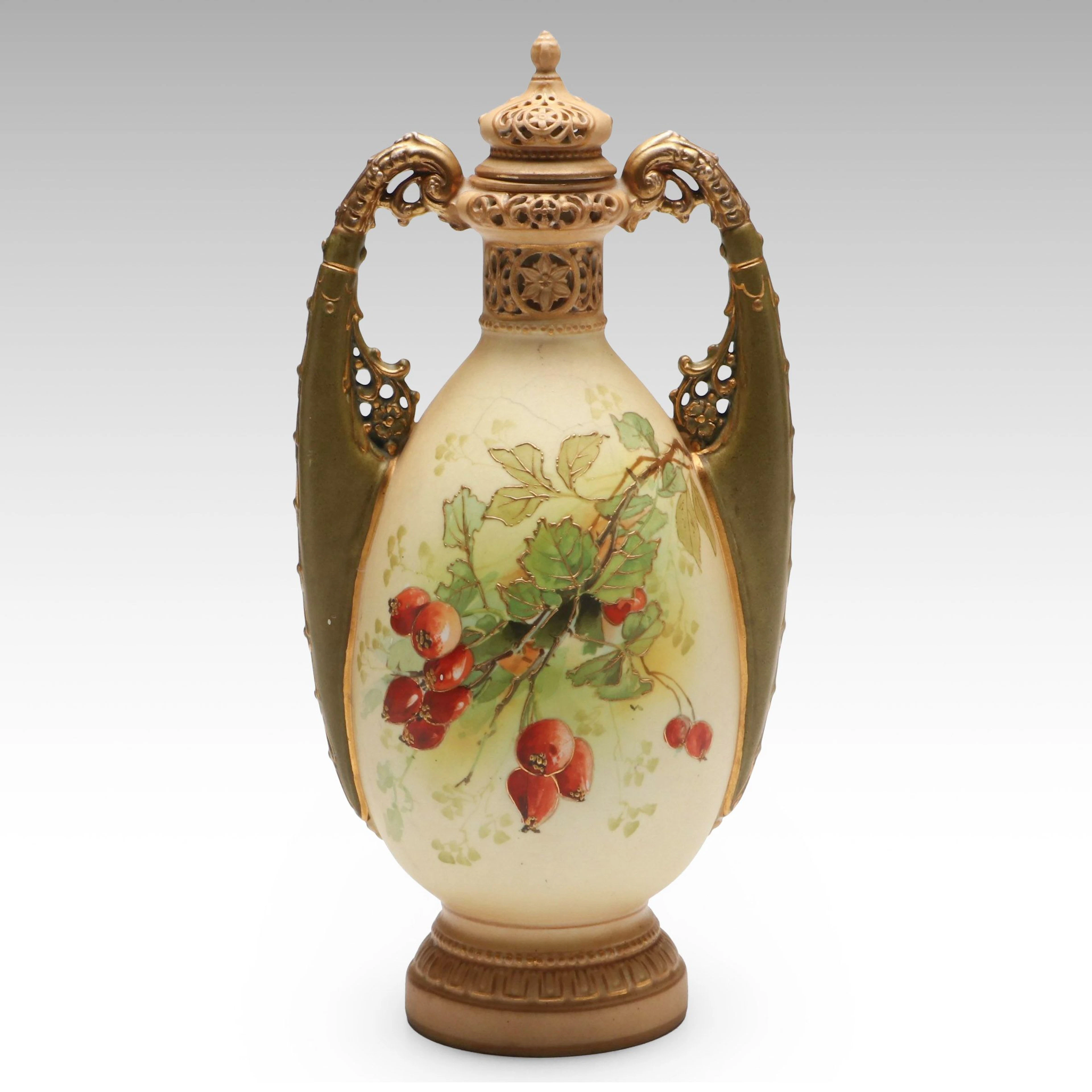 Ernst Wahliss Art Nouveau Porcelain Lidded Vase, Late 19th Century