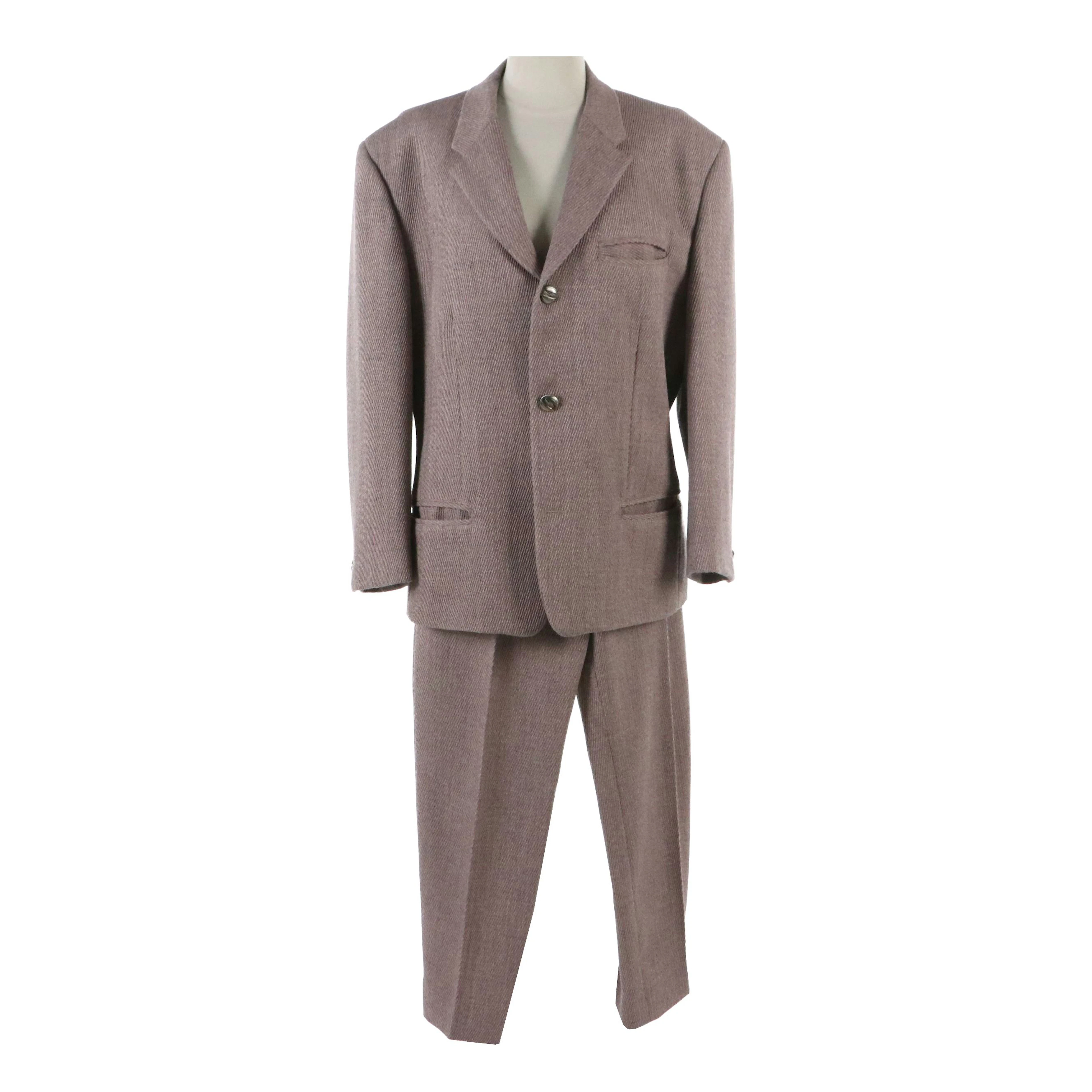 Versace Vintage High-Waisted Pleated Pants and Button Front Jacket in Wool