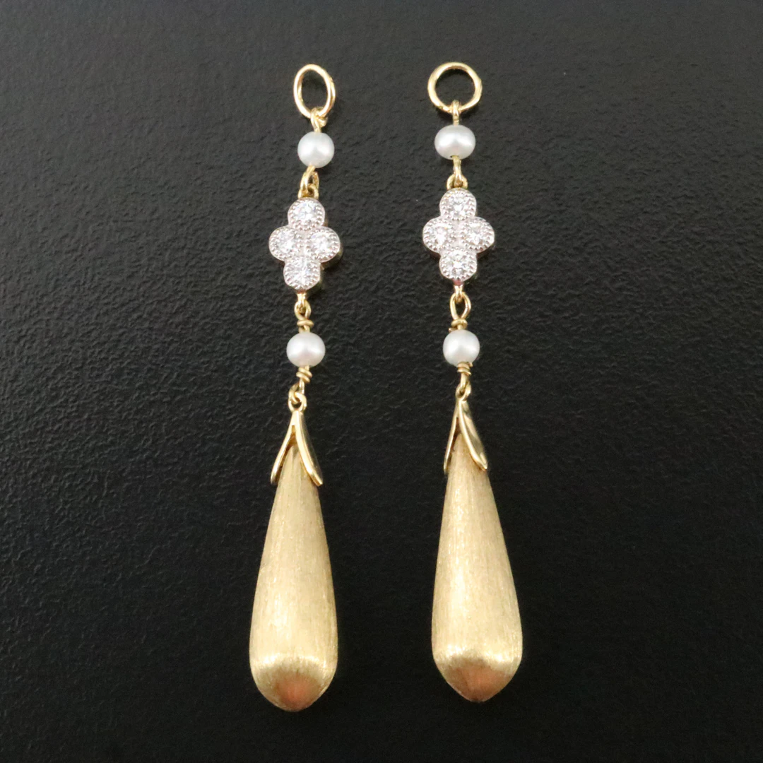 Jude Frances 18K Diamond and Seed Pearl Drop Enhancer