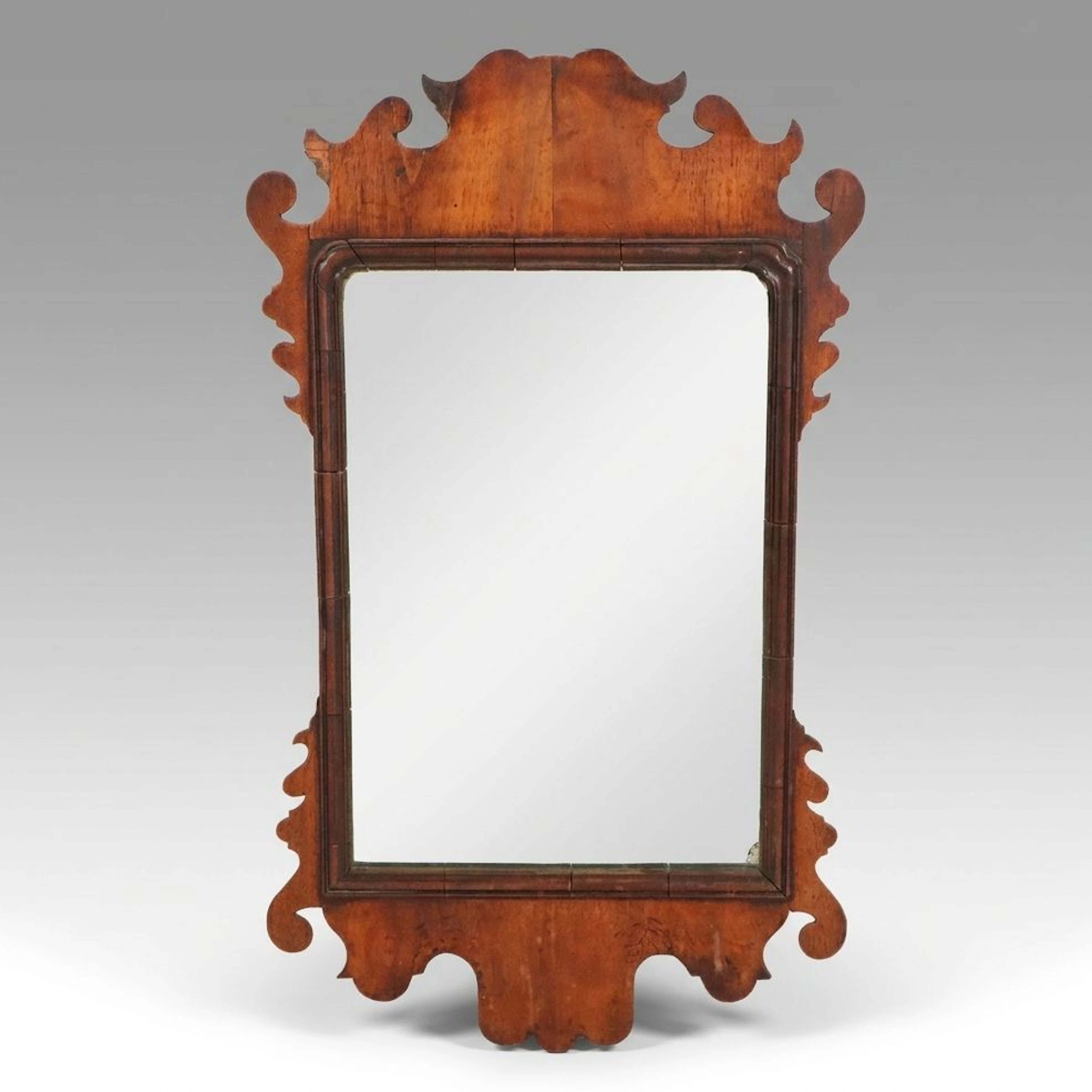 Chippendale Walnut Fret-Carved Mirror, 18th Century