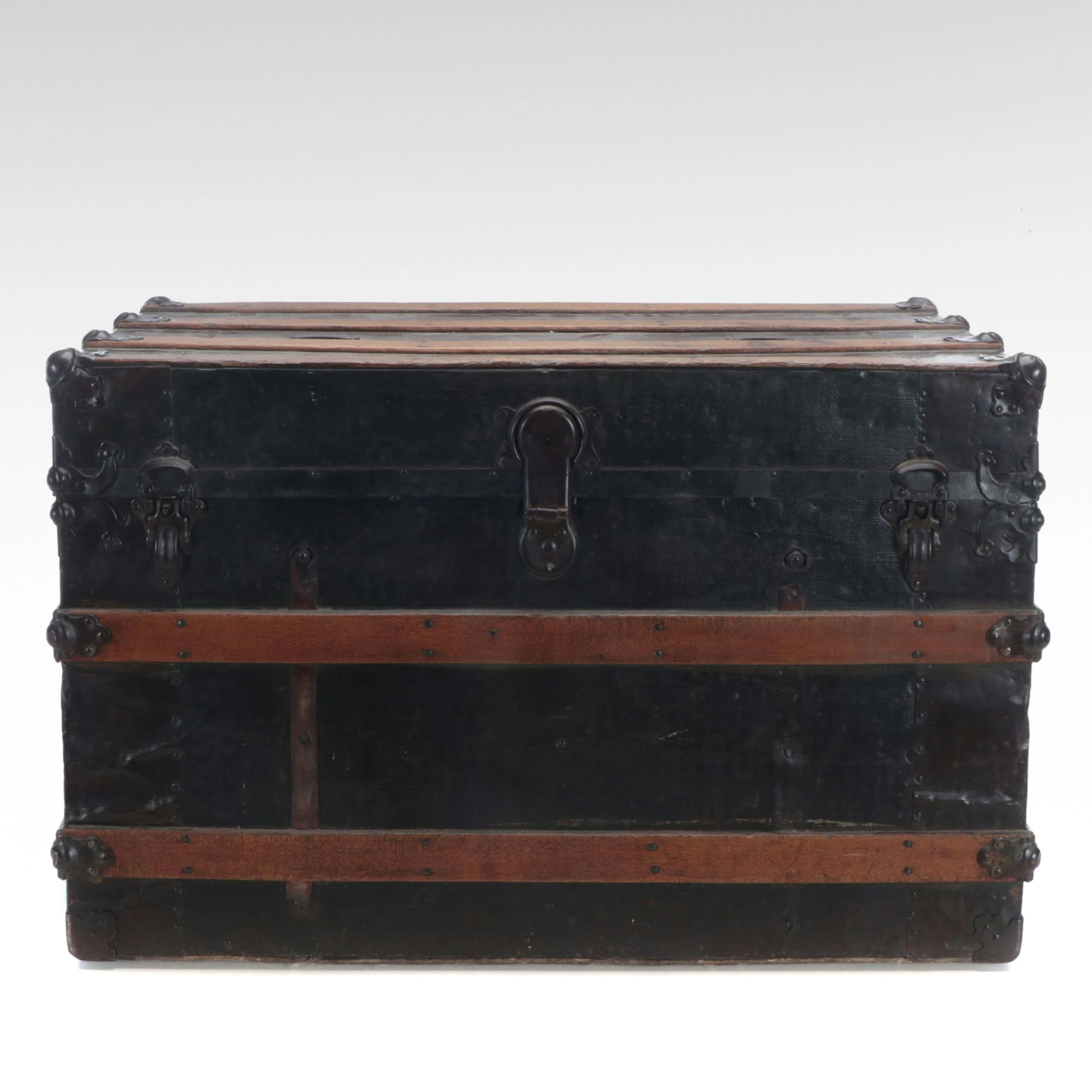 Victorian Wood-Bound Steamer Trunk