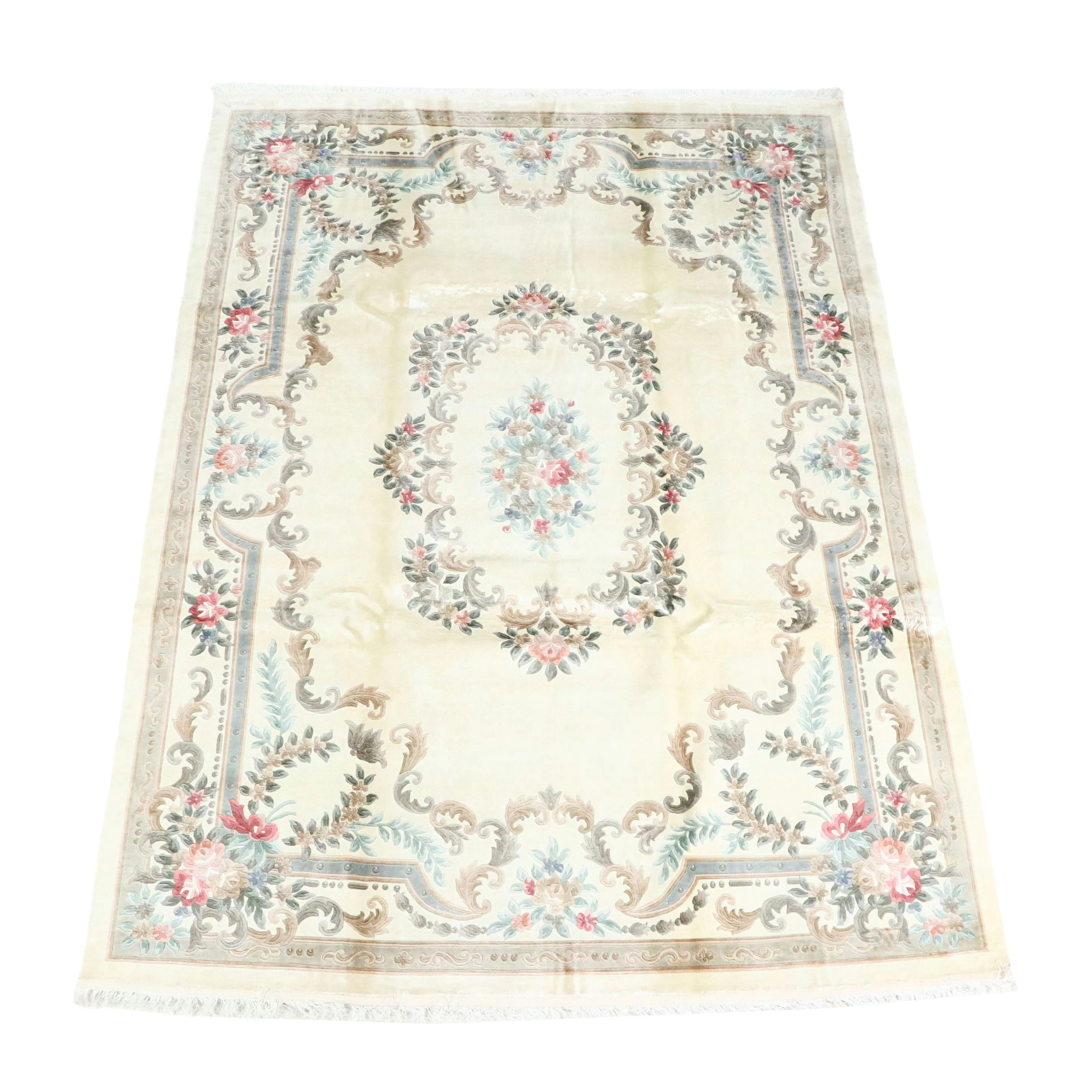 8'11 x 12'3 Hand-Knotted Sino-French Aubusson Style Room-Sized Rug