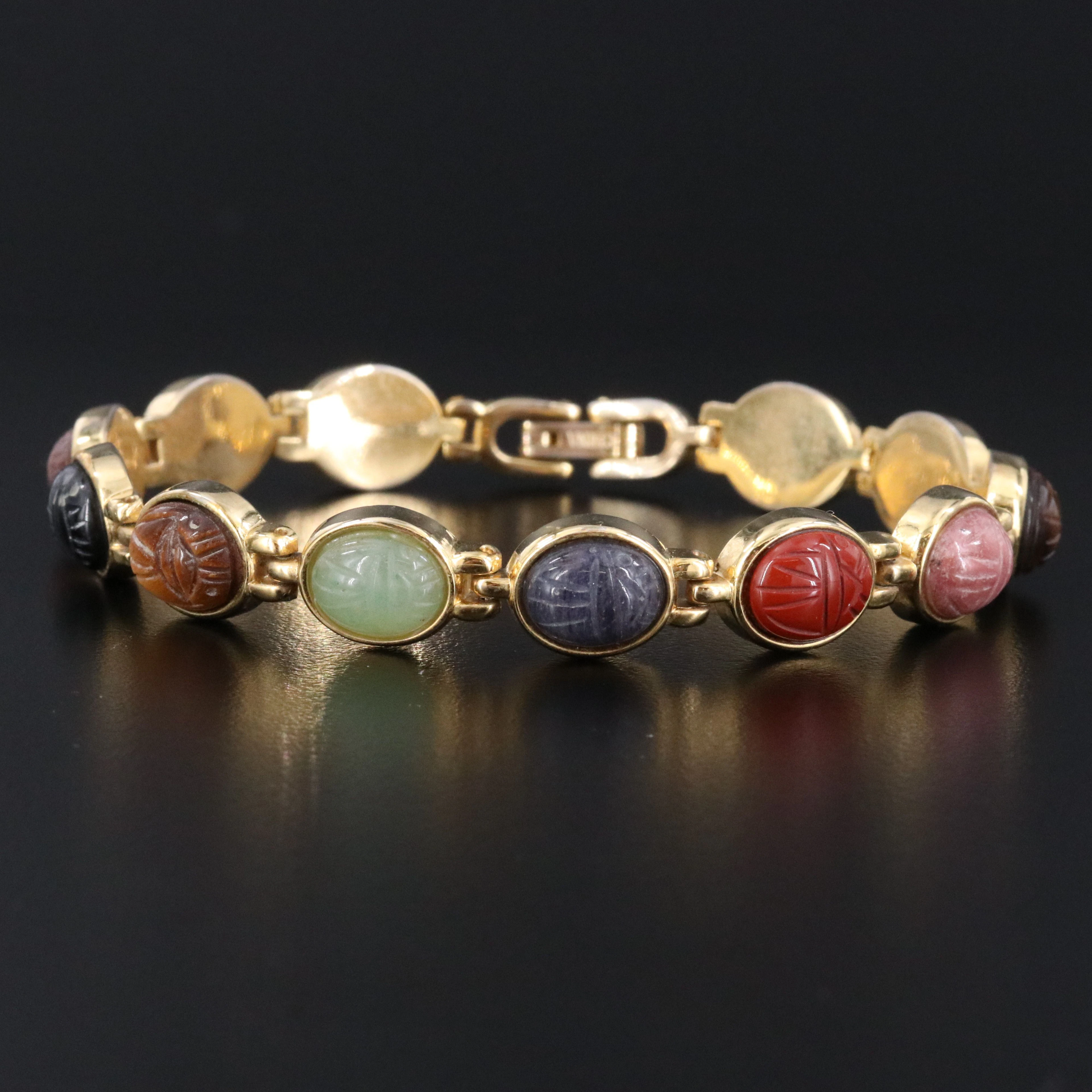 Scarab Bracelet Featuring Aventurine, Tiger's Eye and Unakite