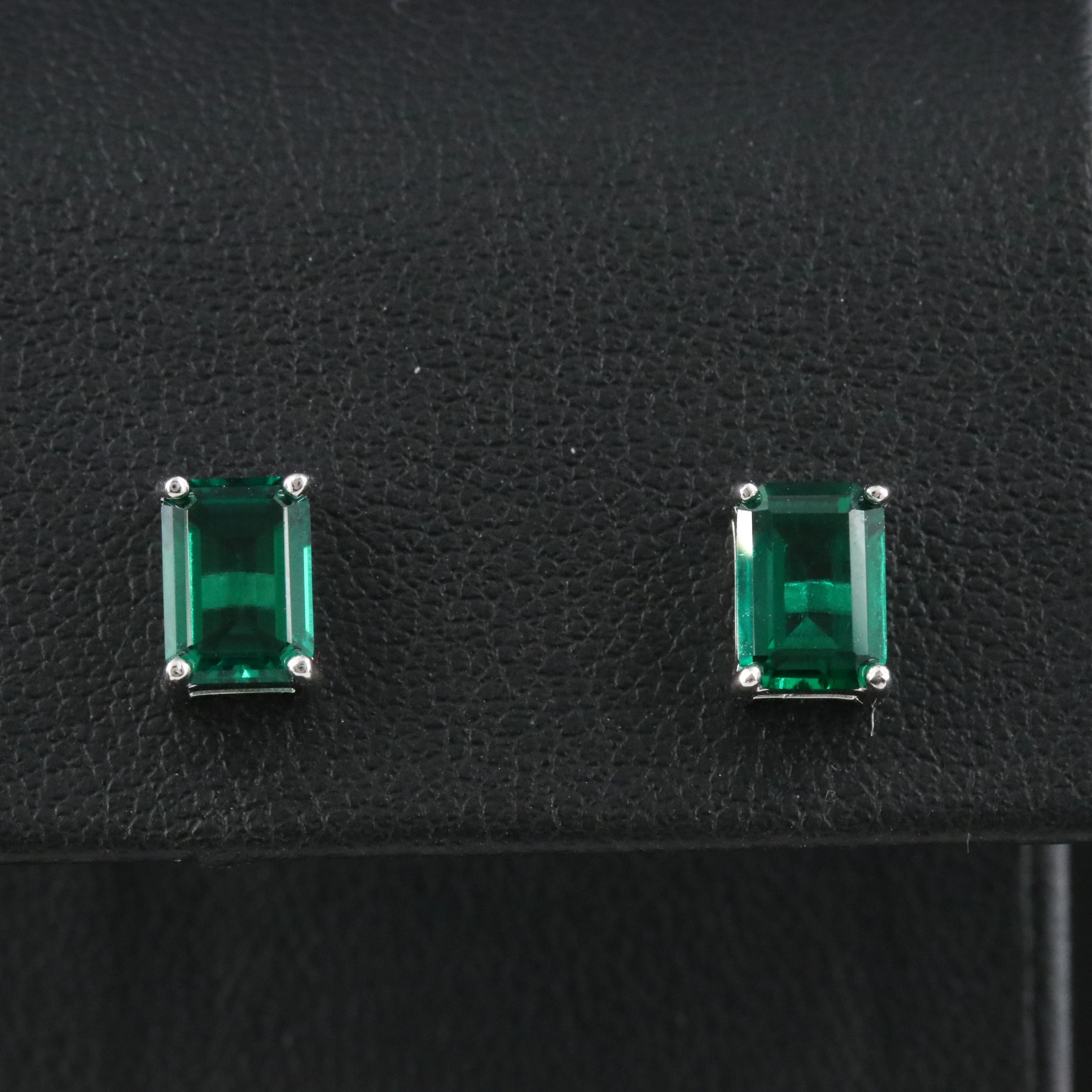 Sterling Emerald Stud Earrings