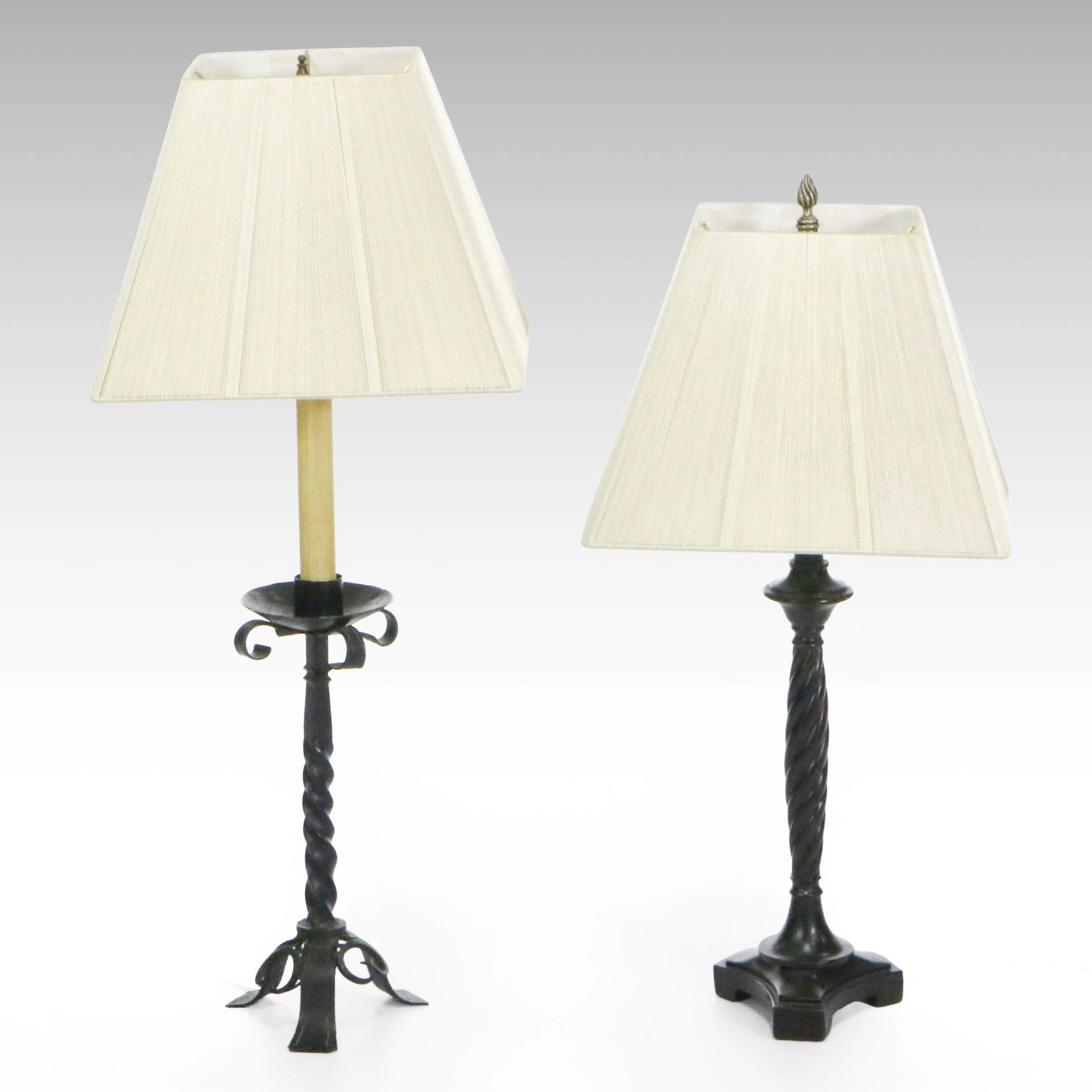Colonial Revival Spiral Candlestick Style Lamps