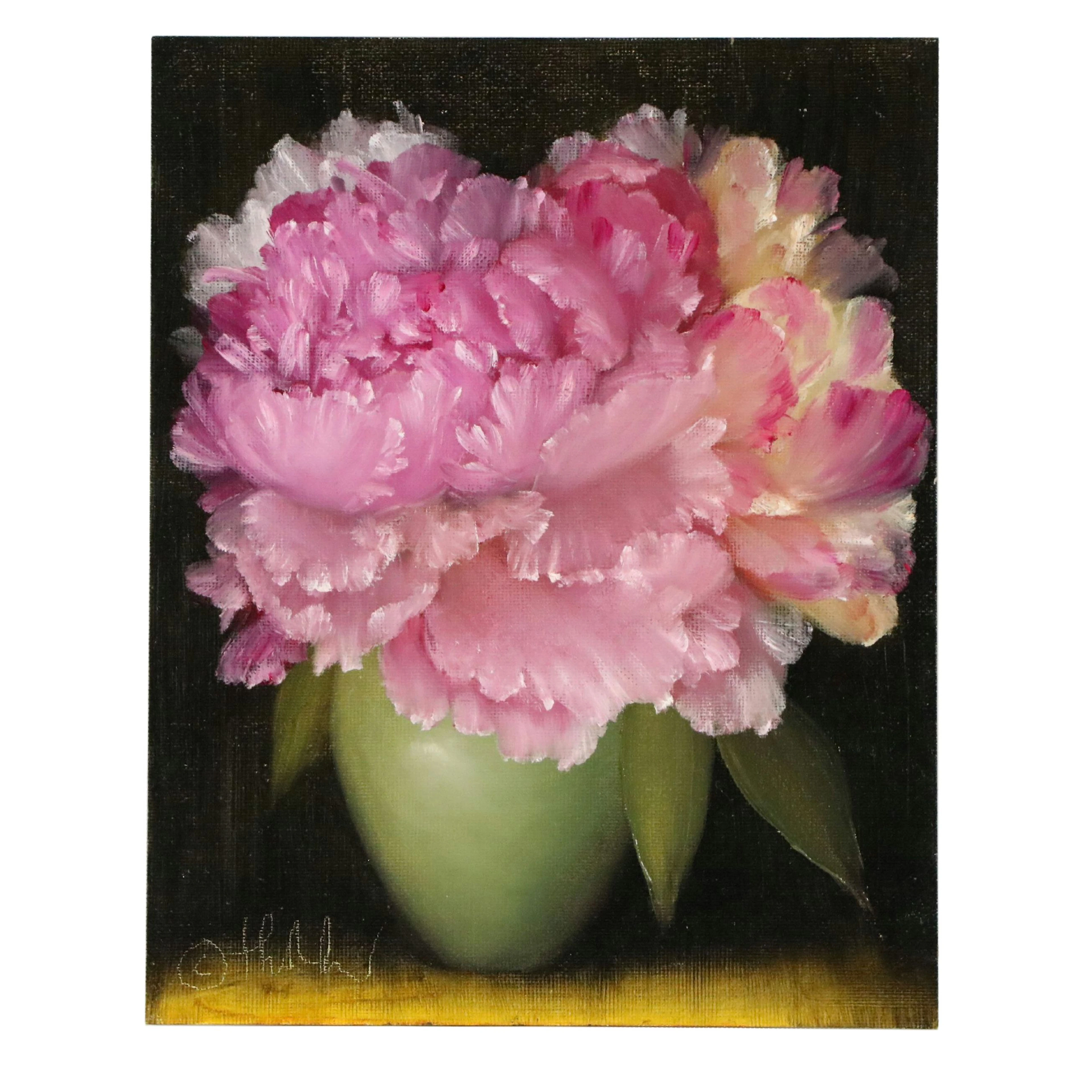 Thu-Thuy Tran Still Life Oil Painting "Coral Peonies," 2026