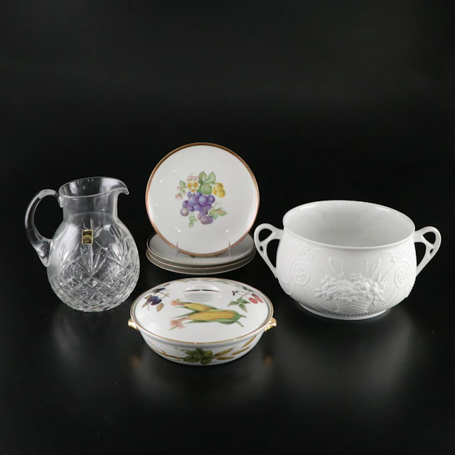 SamObor Kristal "Illusions" Pitcher with Porcelain Wine Cooler and More