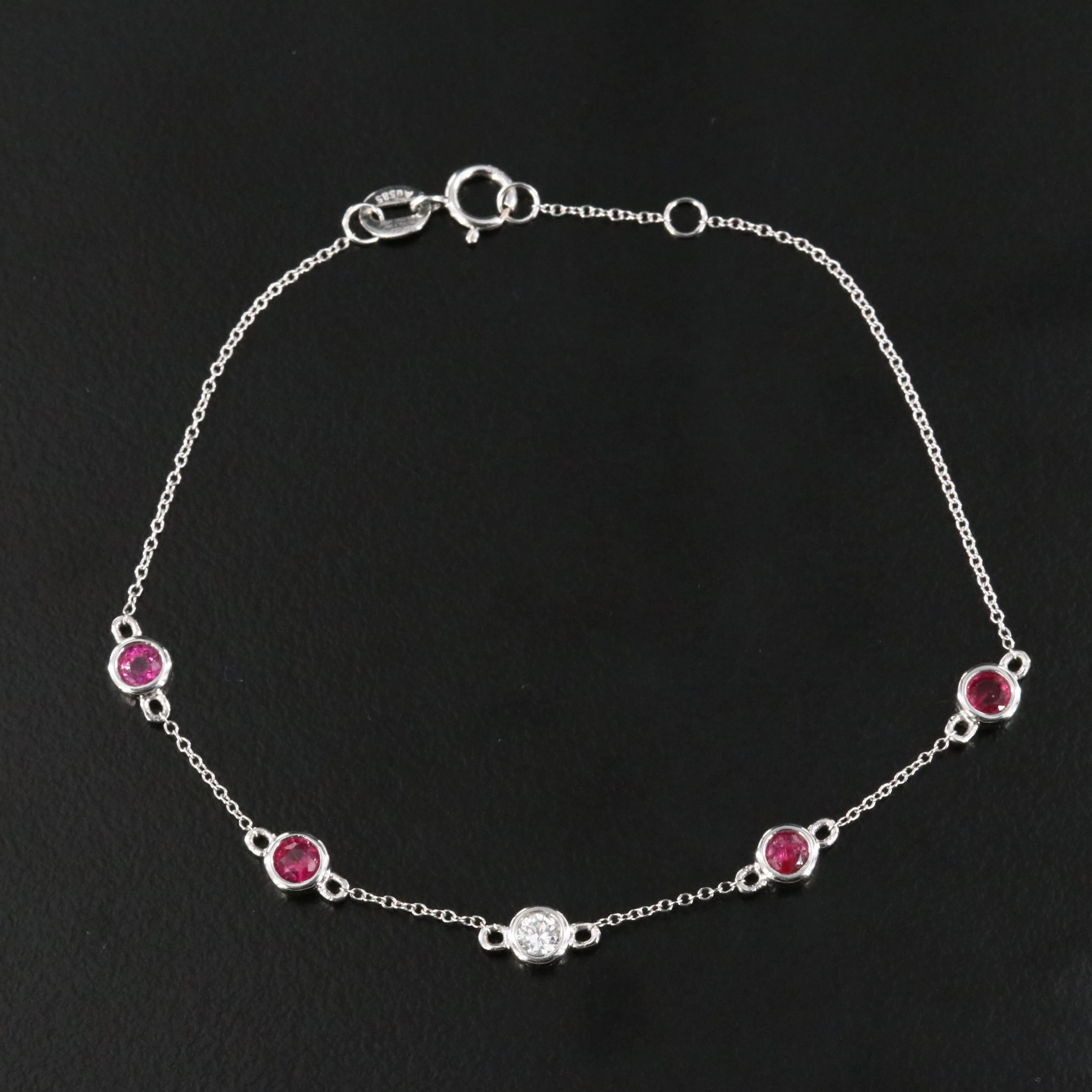 14K Ruby and Diamond Station Bracelet