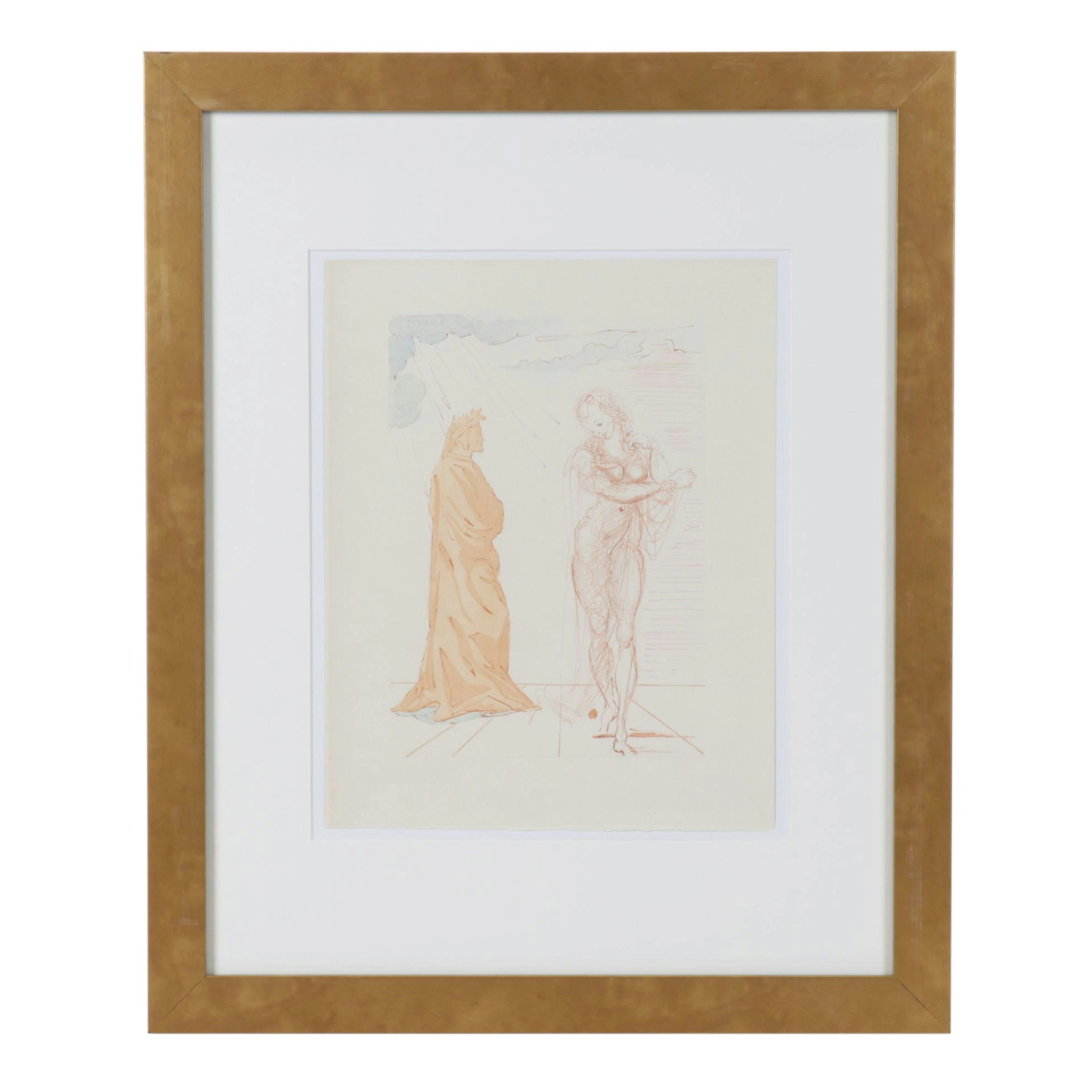 Salvador Dalí Wood Engraving "Virgile Réconfort Dante," 1960–1964