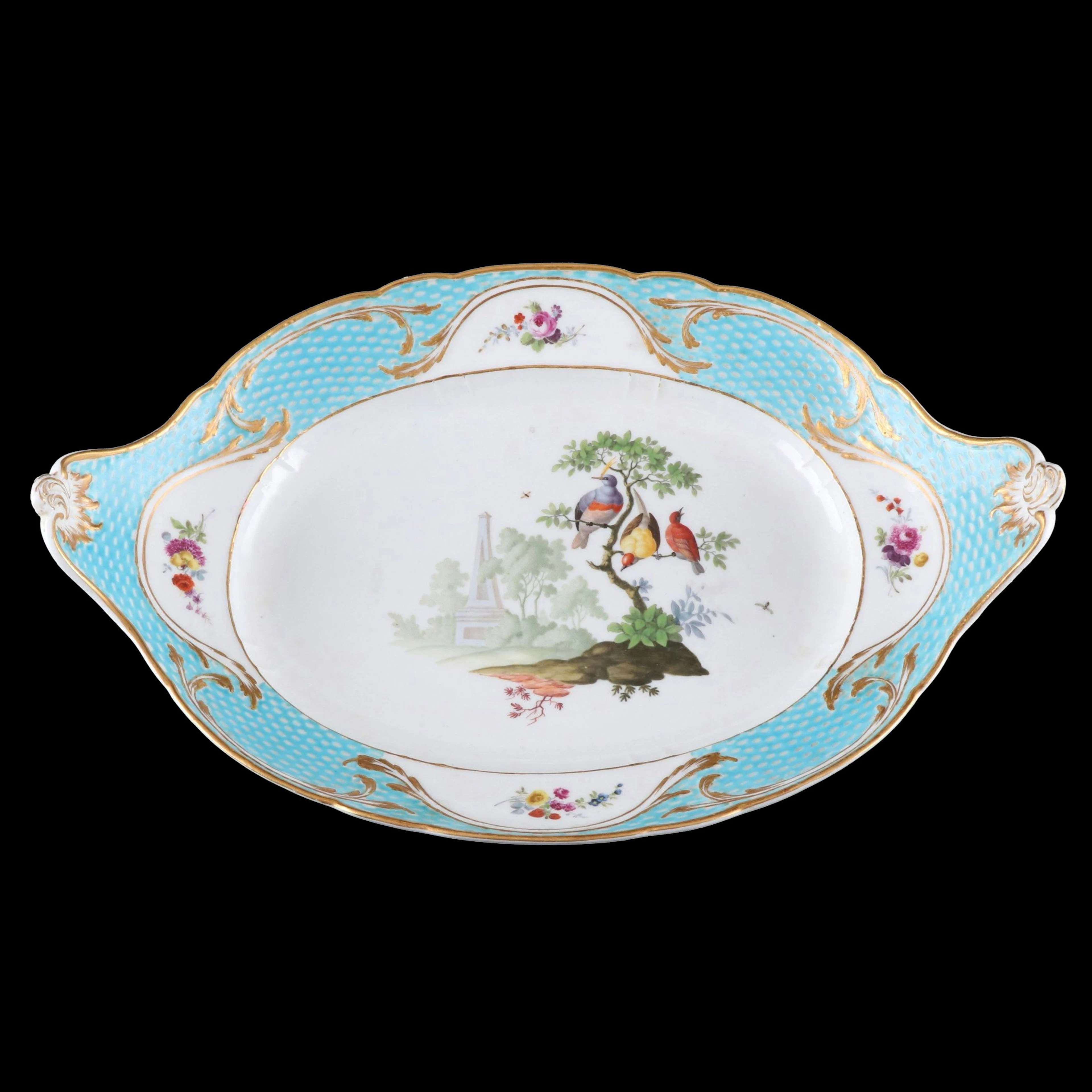 Meissen Gilt Decorated Porcelain Oval Bowl, Late 18th Century