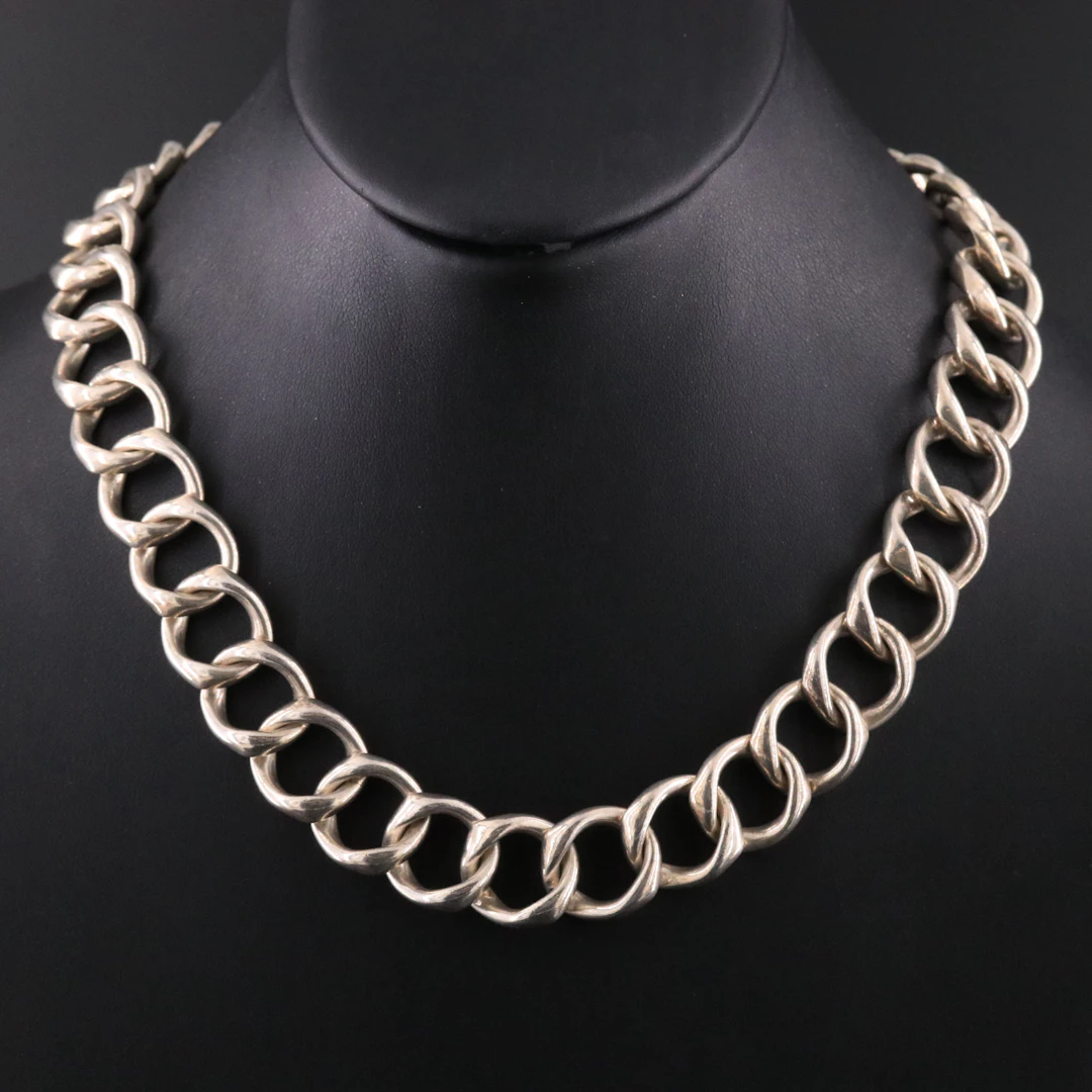 Sterling Wide Curb Chain Necklace