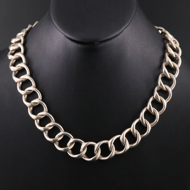 Sterling Wide Curb Chain Necklace