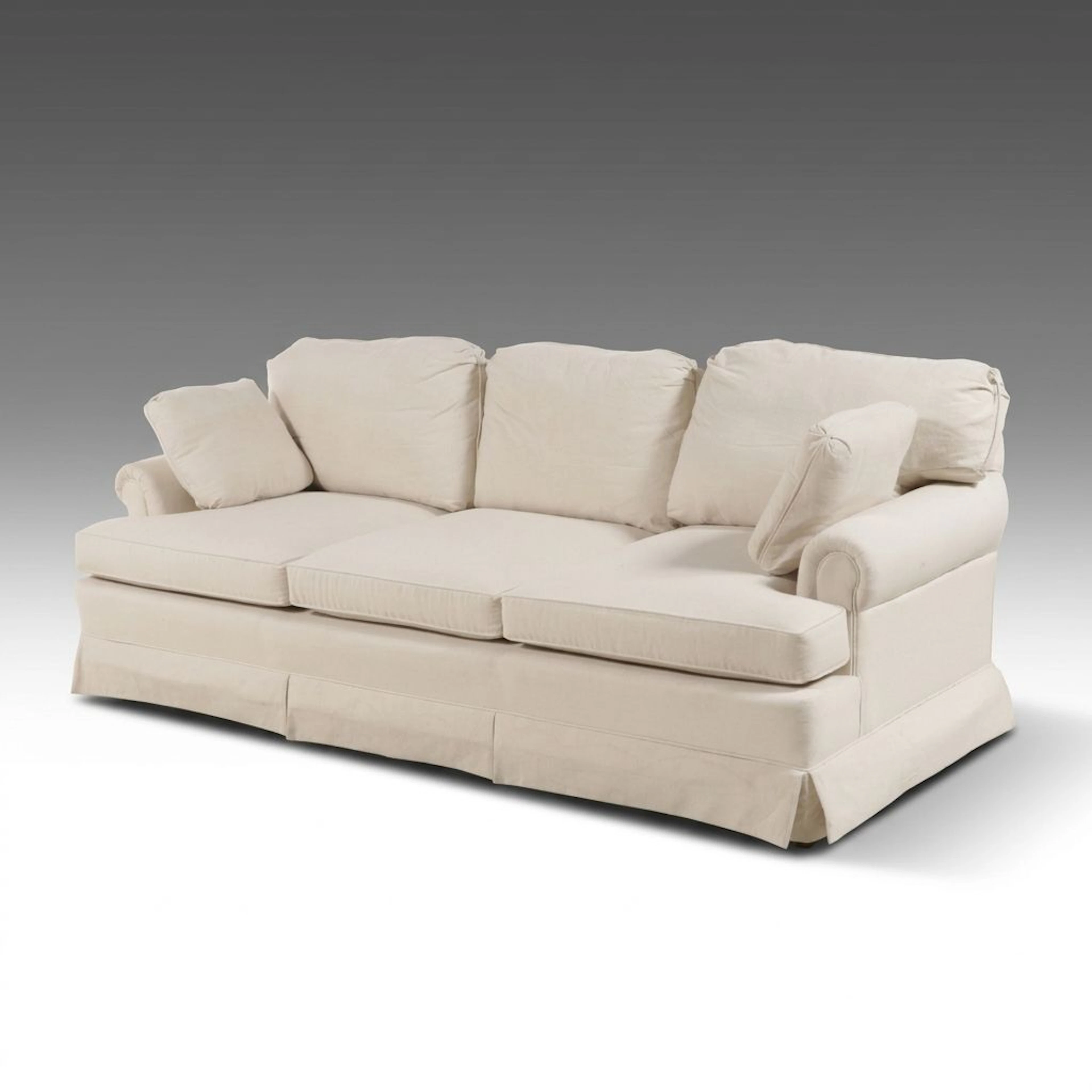 Contemporary Neutral Upholstered Three-Cushion Sofa, 21st Century