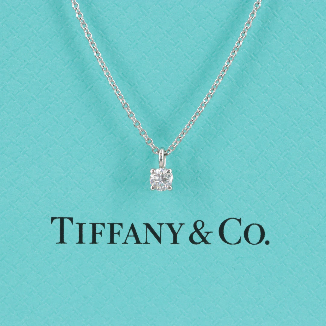 Tiffany & Co. Platinum Diamond Solitaire Pendant Necklace