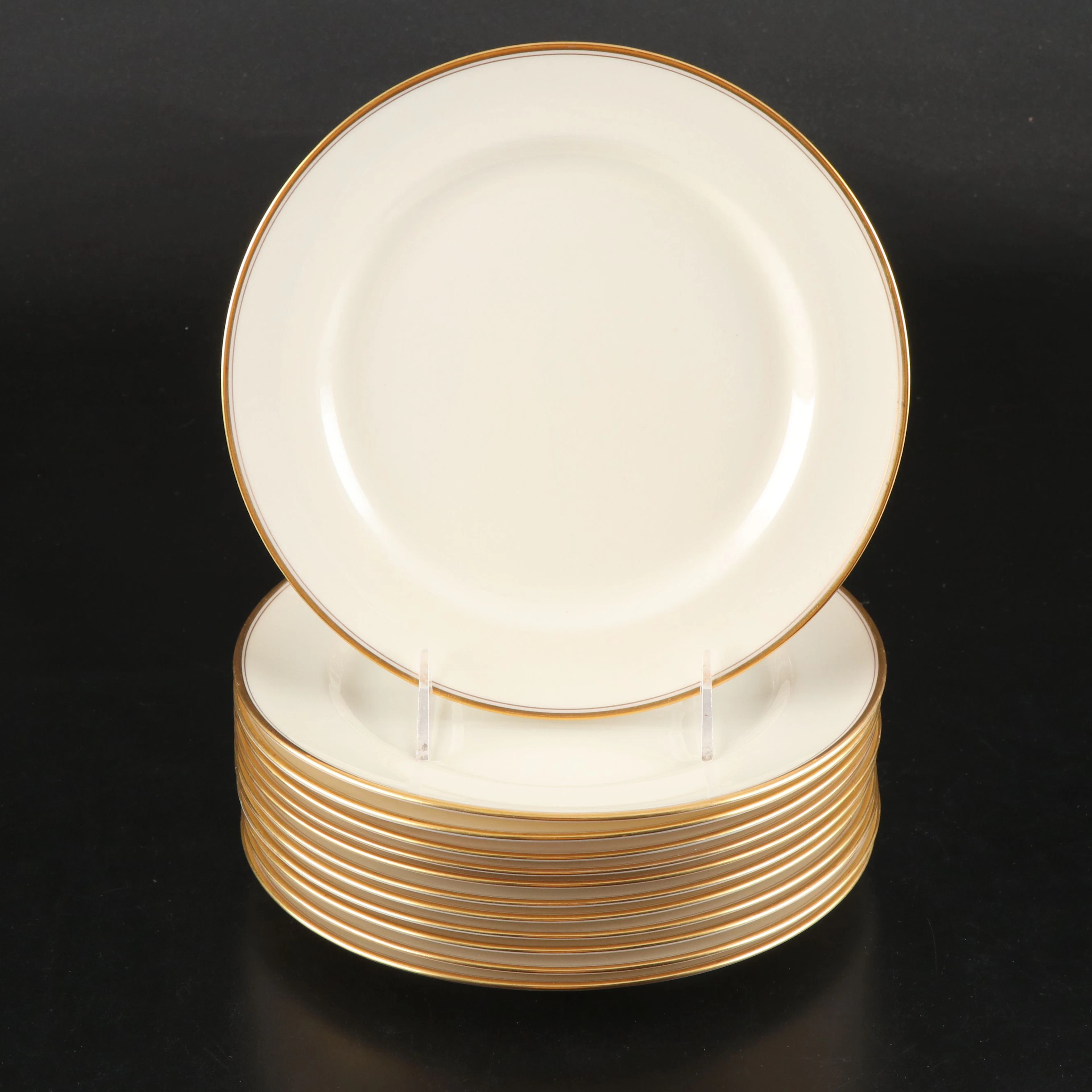 Lenox for Tiffany & Co. Gold Gilt Bone China Dinner Plates