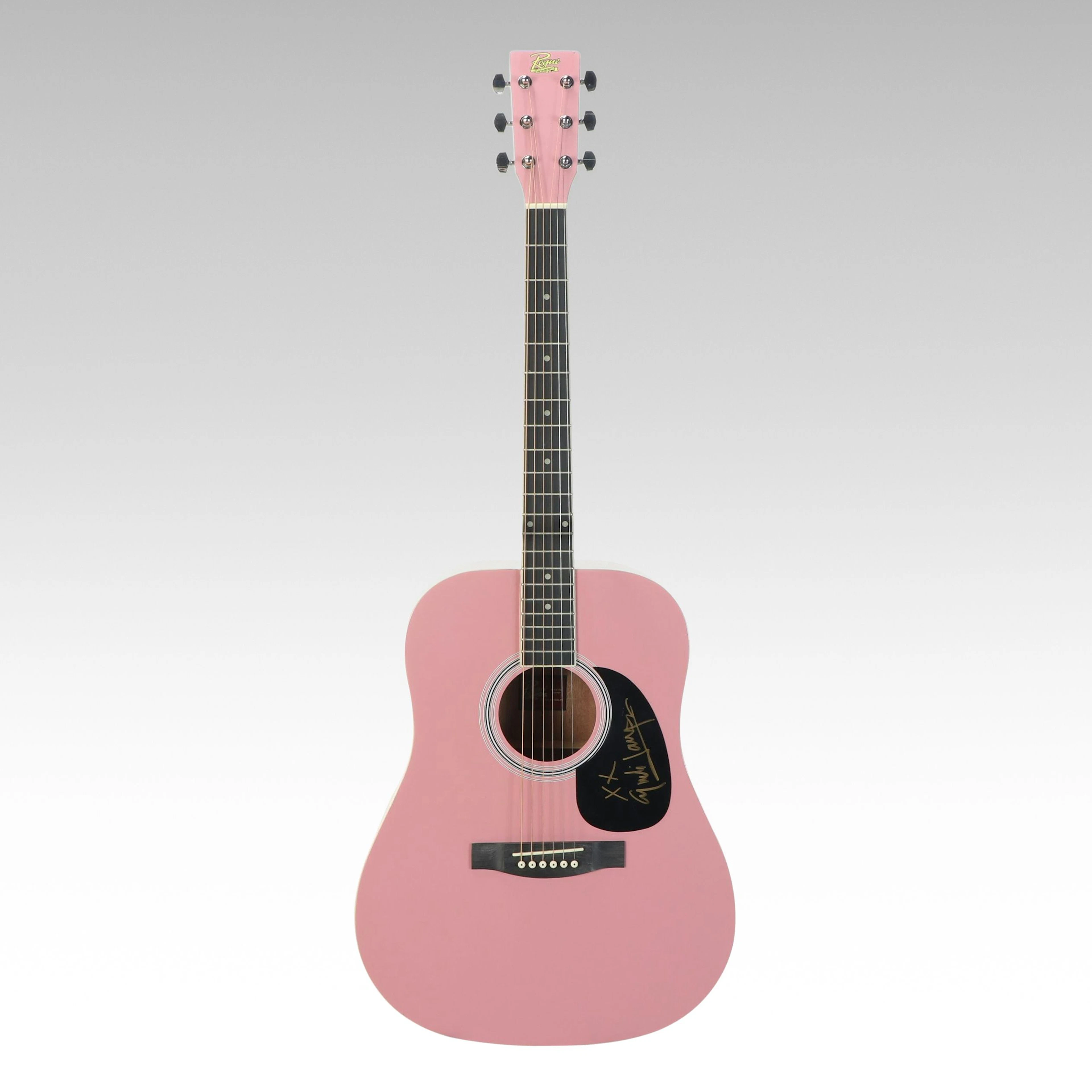 Cyndi Lauper Signed Rogue Pink Acoustic Guitar