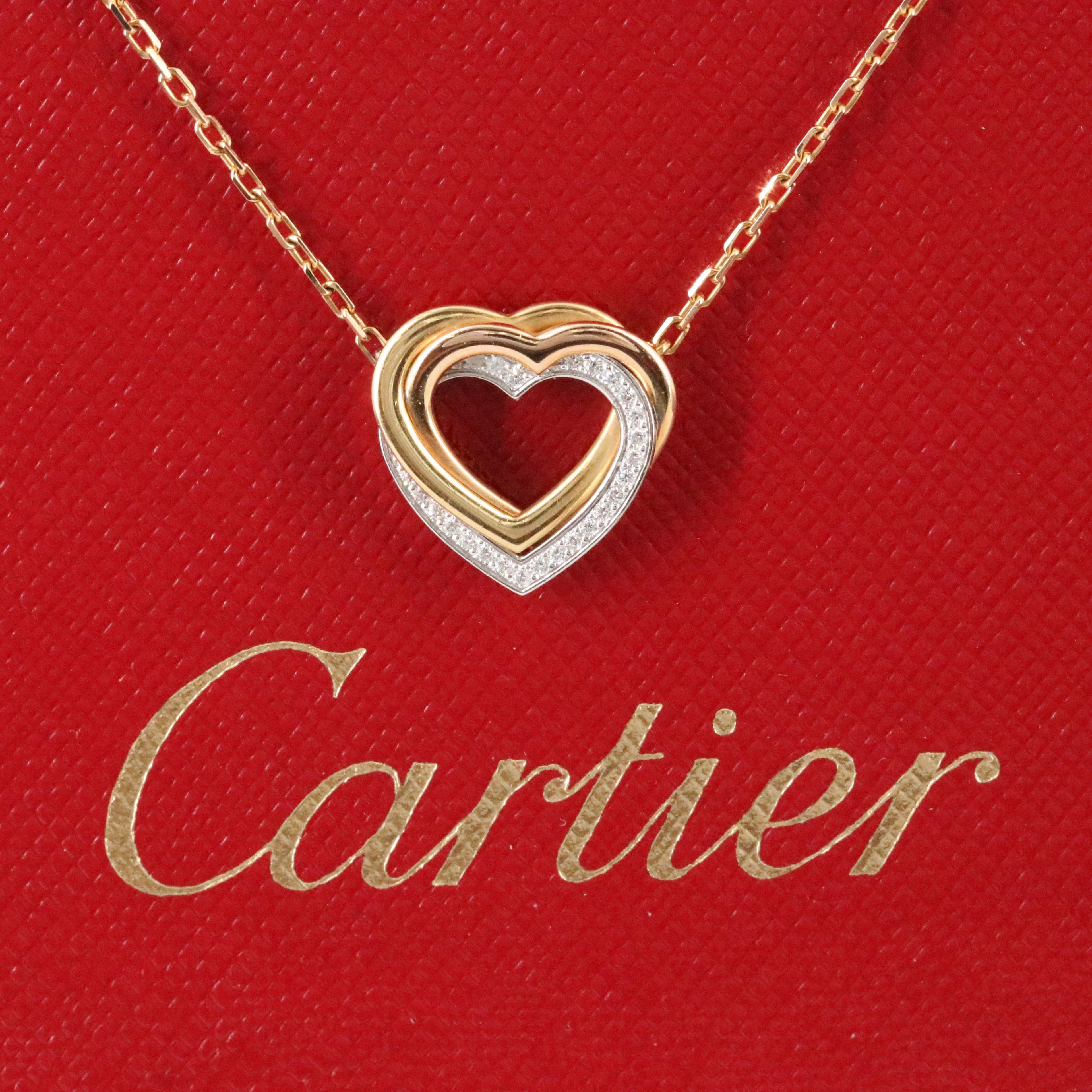 Cartier Trinity de Cartier 18K Tri-Color Gold and Diamond Heart Necklace