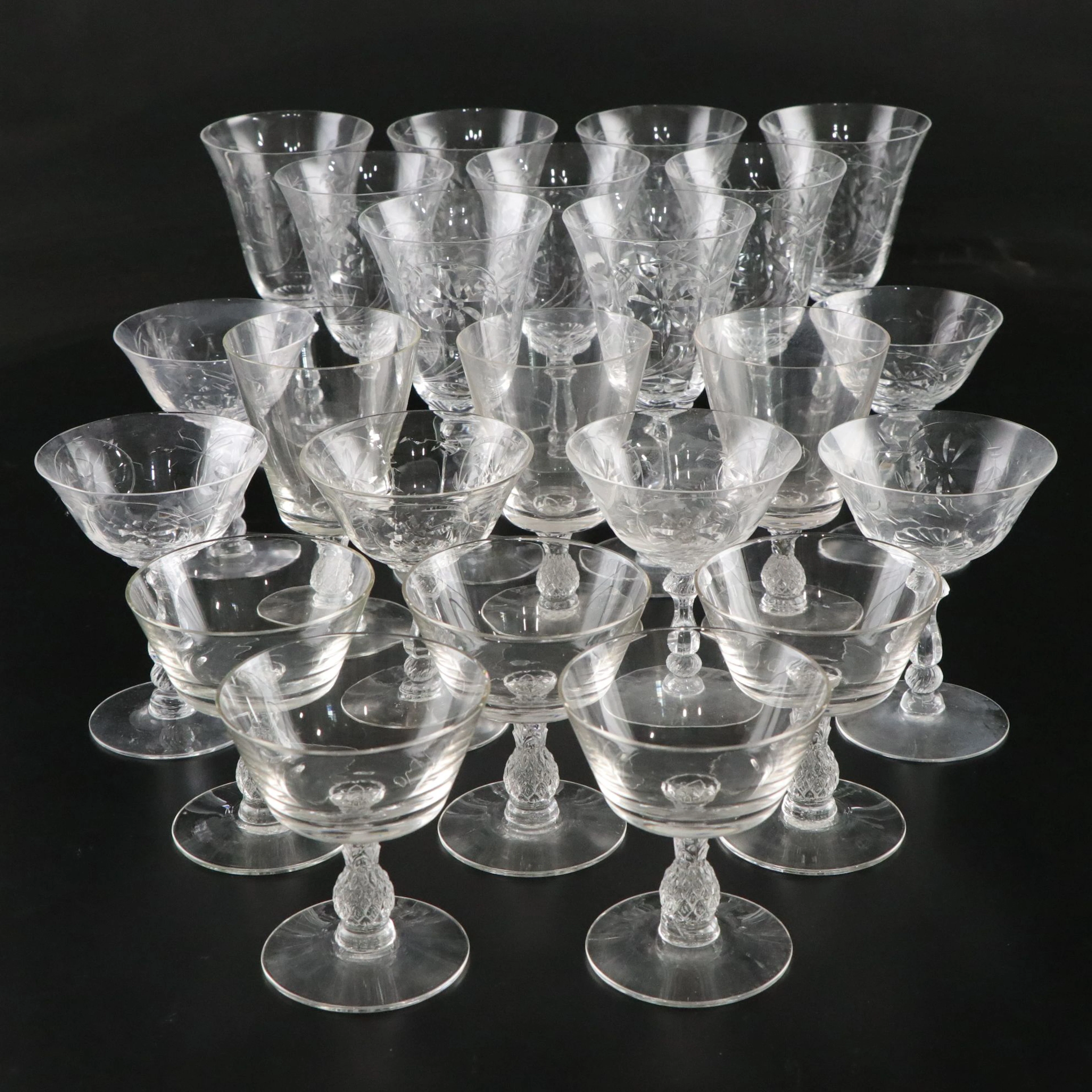 Heisey "Plantation Thin" and "Narcissus" Stemware, 20th Century