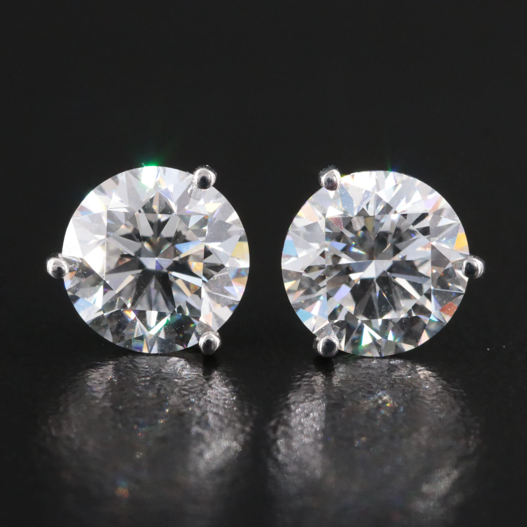 14K 4.19 CTW Lab Grown Diamond Martini Solitaire Earrings with IGI Reports