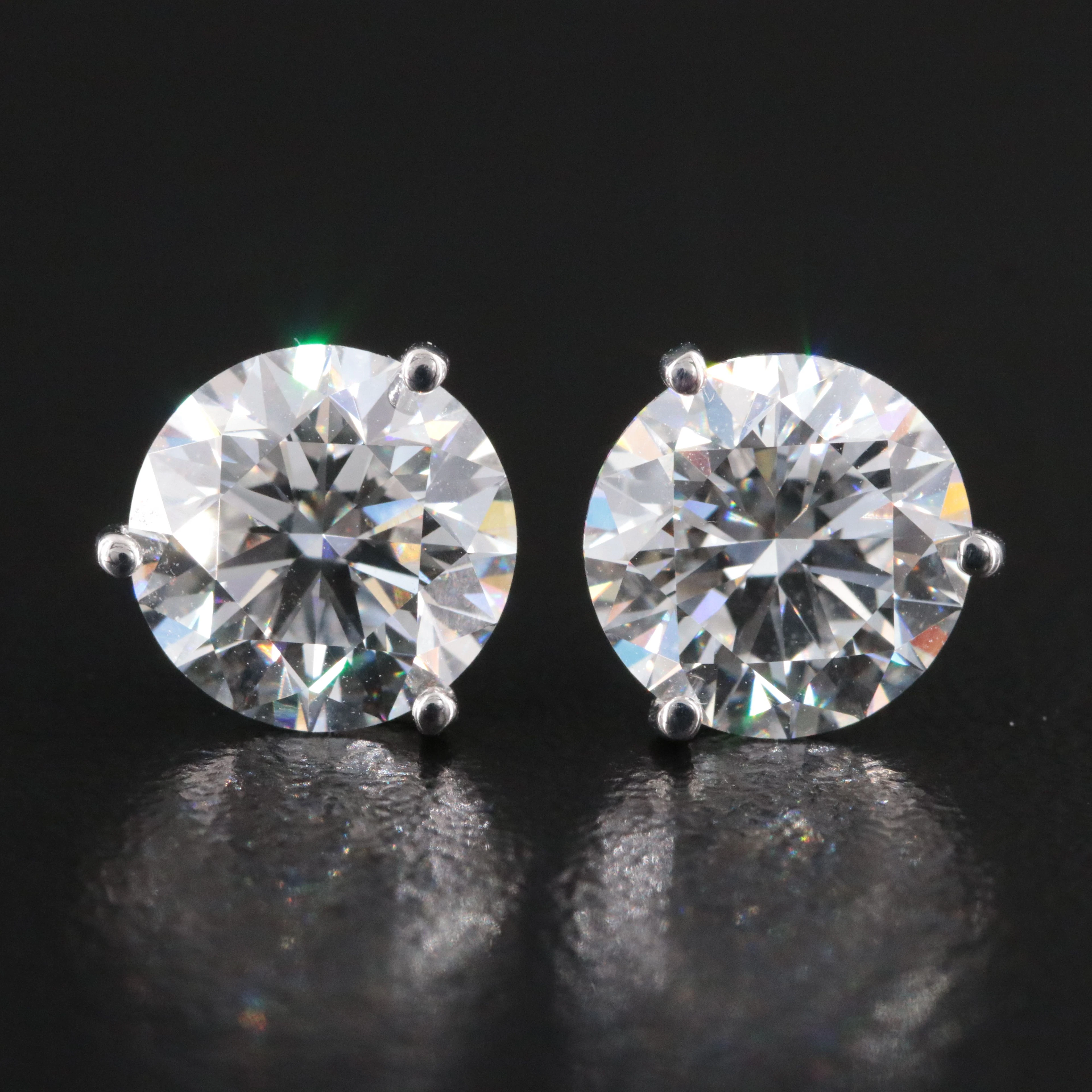 14K 4.19 CTW Lab Grown Diamond Martini Solitaire Earrings with IGI Reports