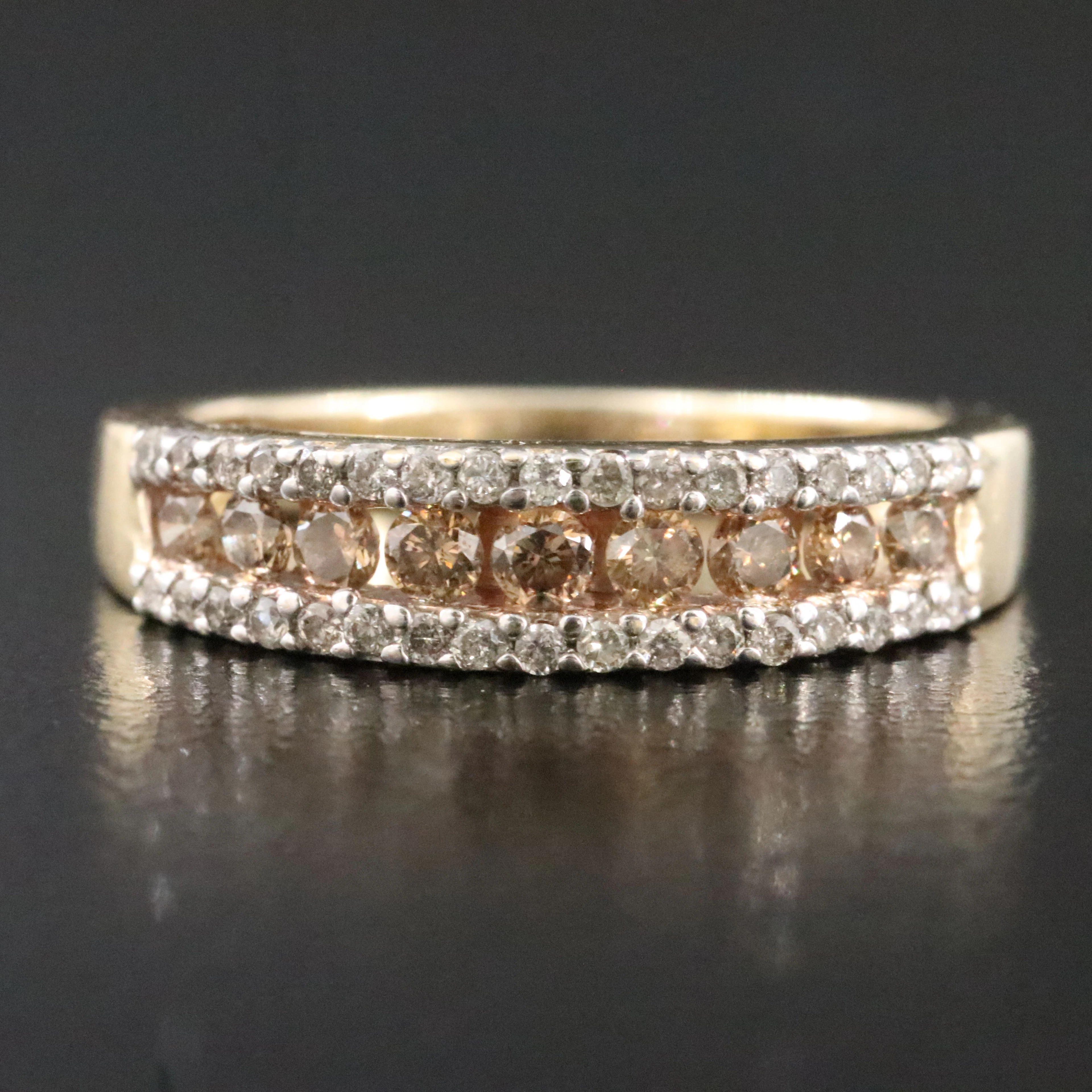 10K 0.48 CTW Diamond Ring Featuring Fancy Brown