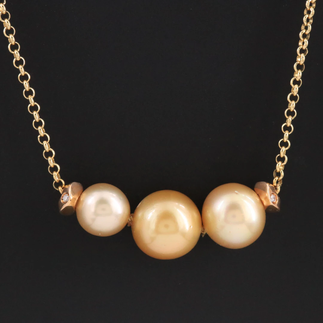 18K Two-Tone Pearl and Diamond Necklace