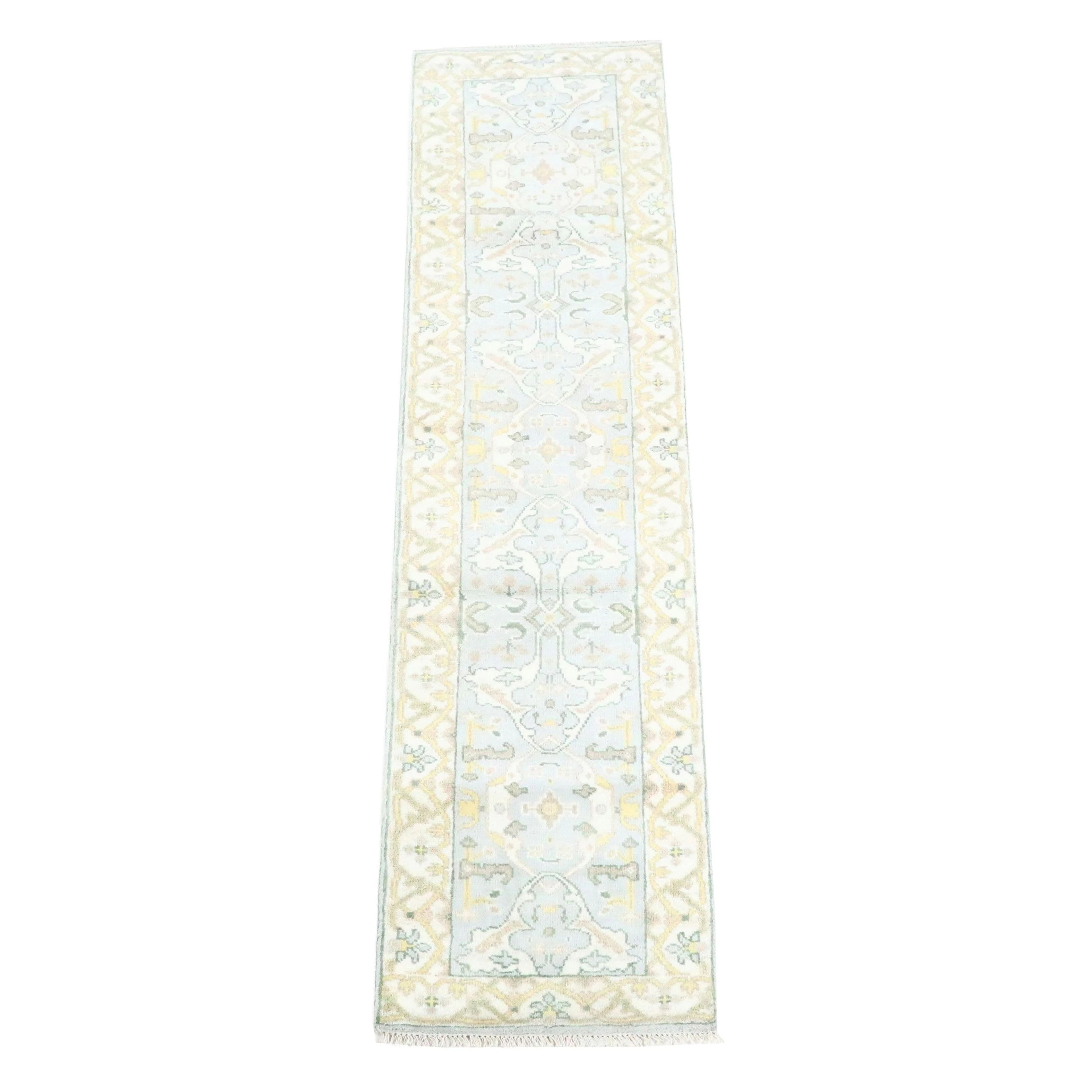 2'7 x 10' Hand-Knotted Indo-Turkish Oushak Carpet Runner
