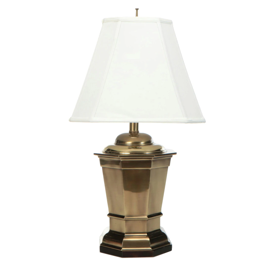 Frederick Cooper Hexagonal Brass Resin Footed Table Lamp, 1986