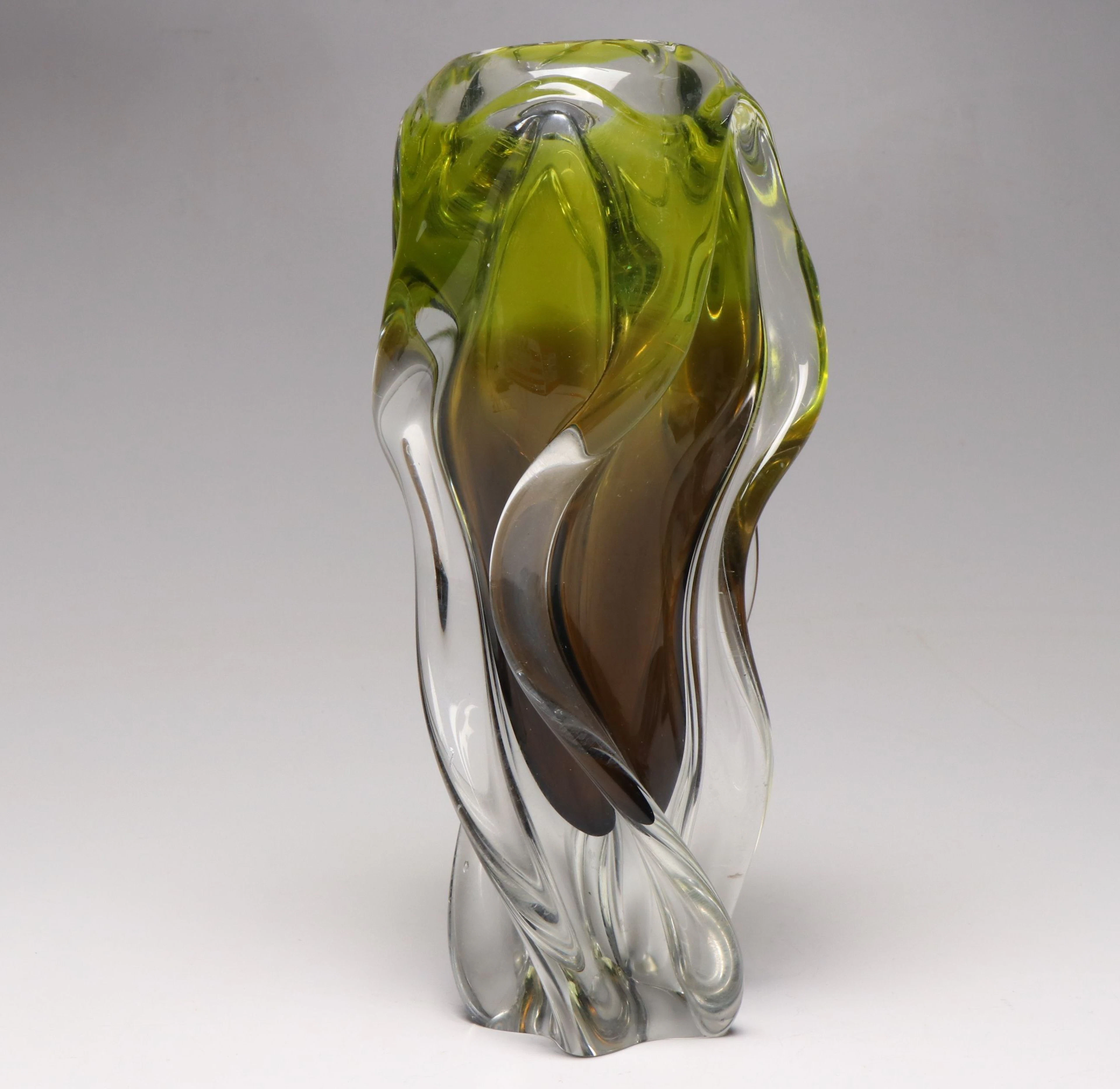 Mid Century Modern "Propeller" Cased Glass Vase, Manner of Josef Hospodka