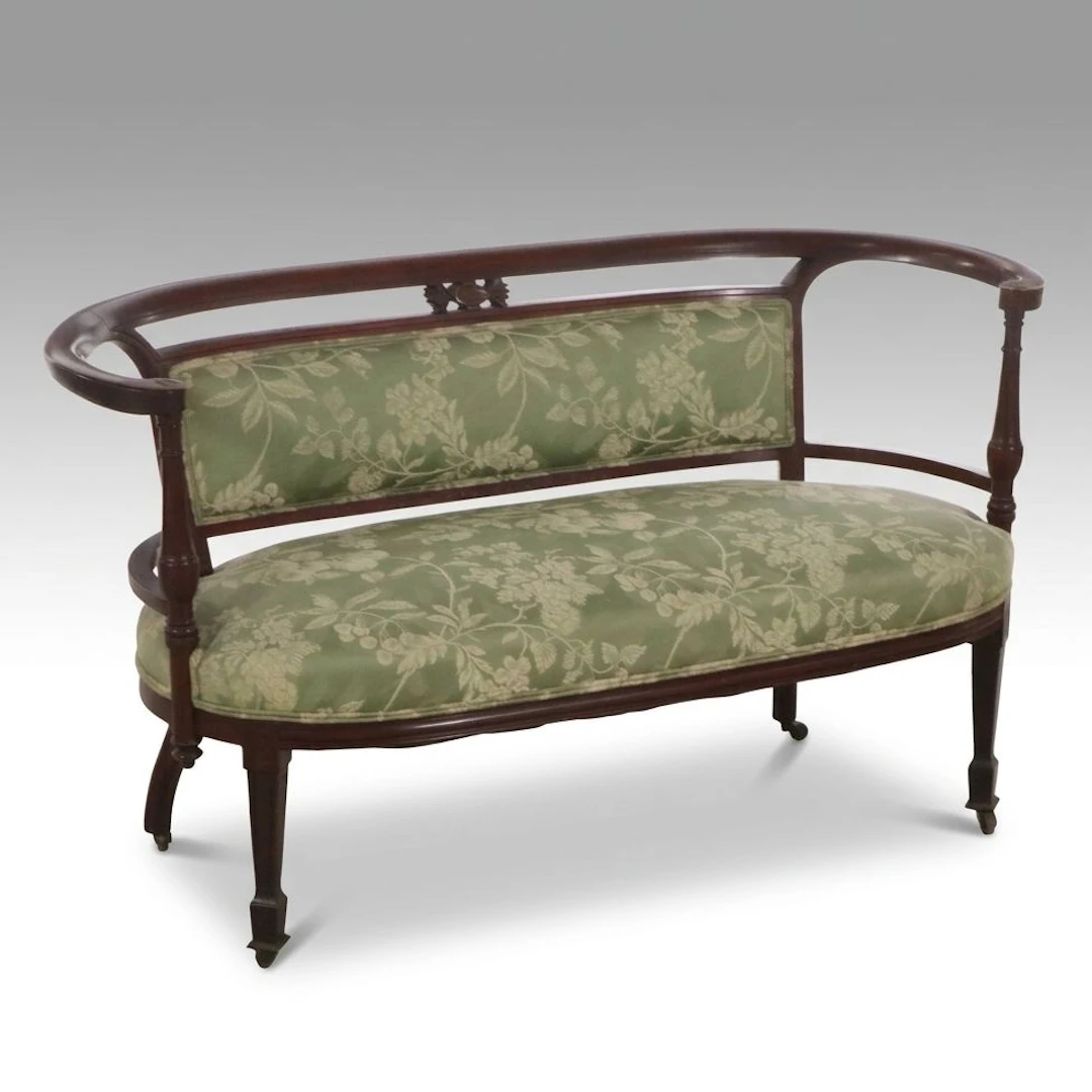 Biedermeier Revival Upholstered Mahogany Settee, Early 20th Century