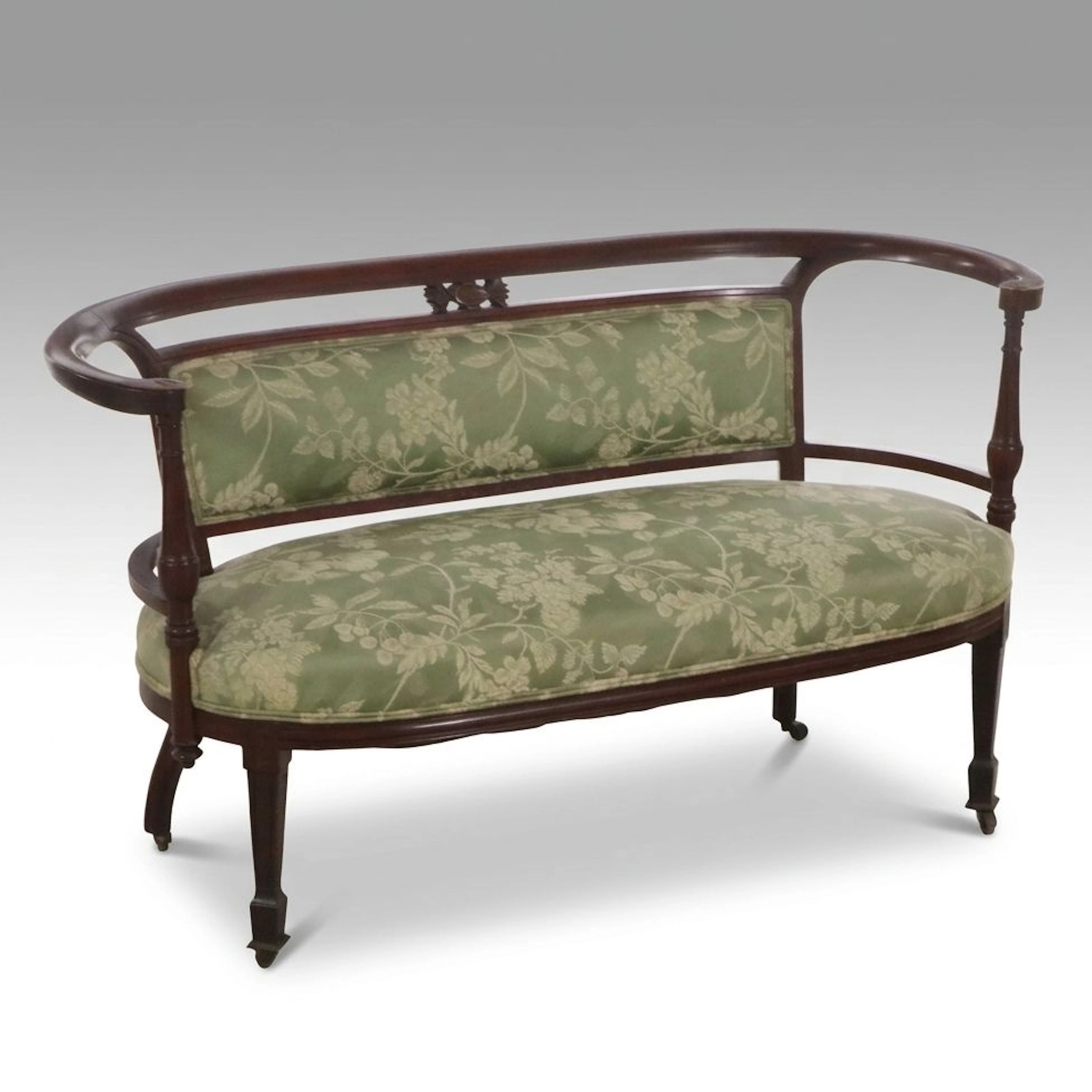 Biedermeier Revival Upholstered Mahogany Settee, Early 20th Century