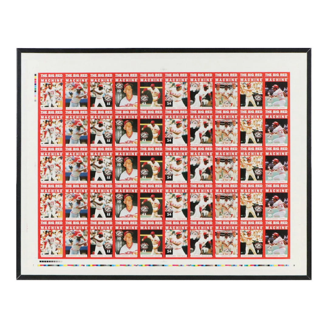 2000 Klosterman Baking Uncut Sheet of Fifty Cincinnati Reds Baseball Cards
