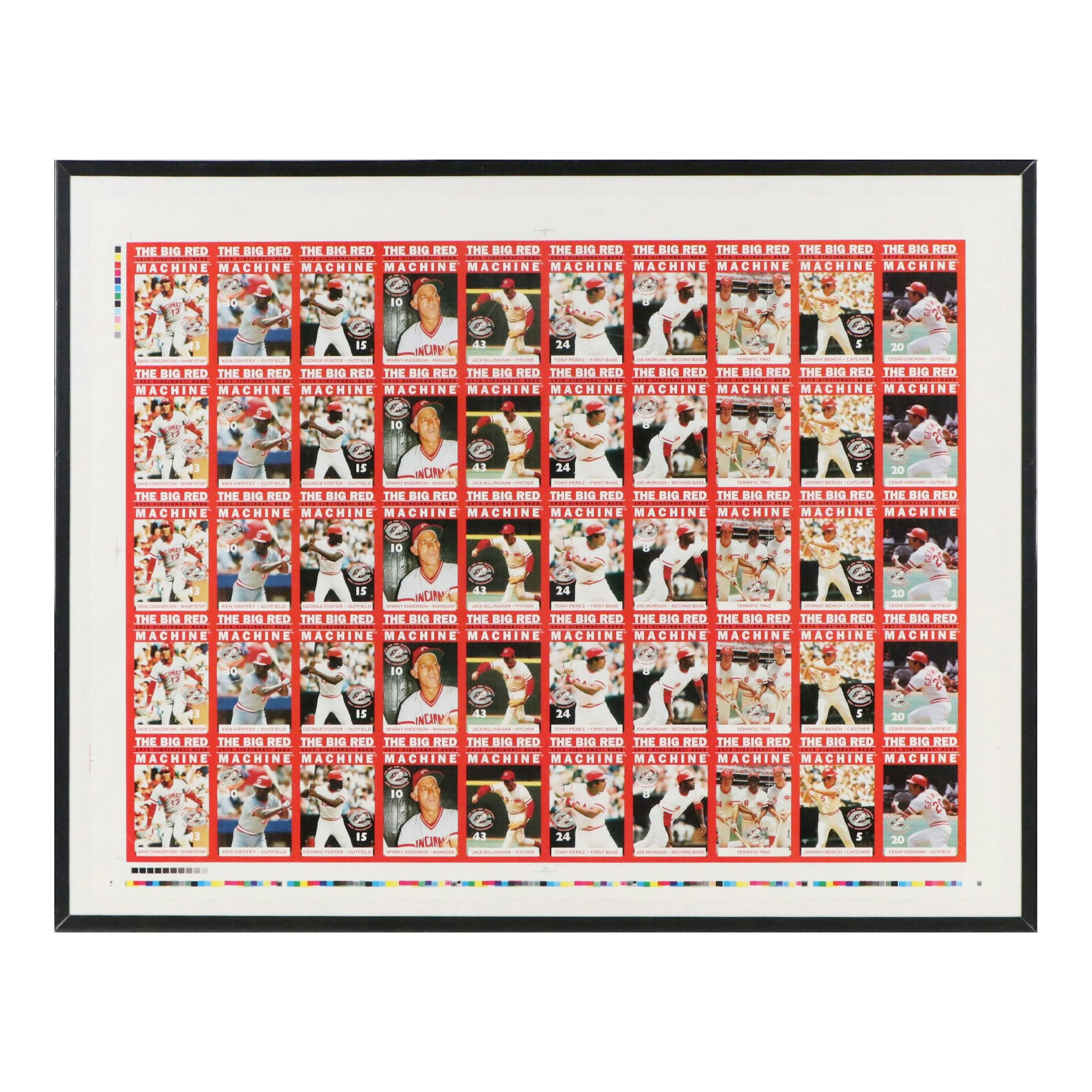 2000 Klosterman Baking Uncut Sheet of Fifty Cincinnati Reds Baseball Cards