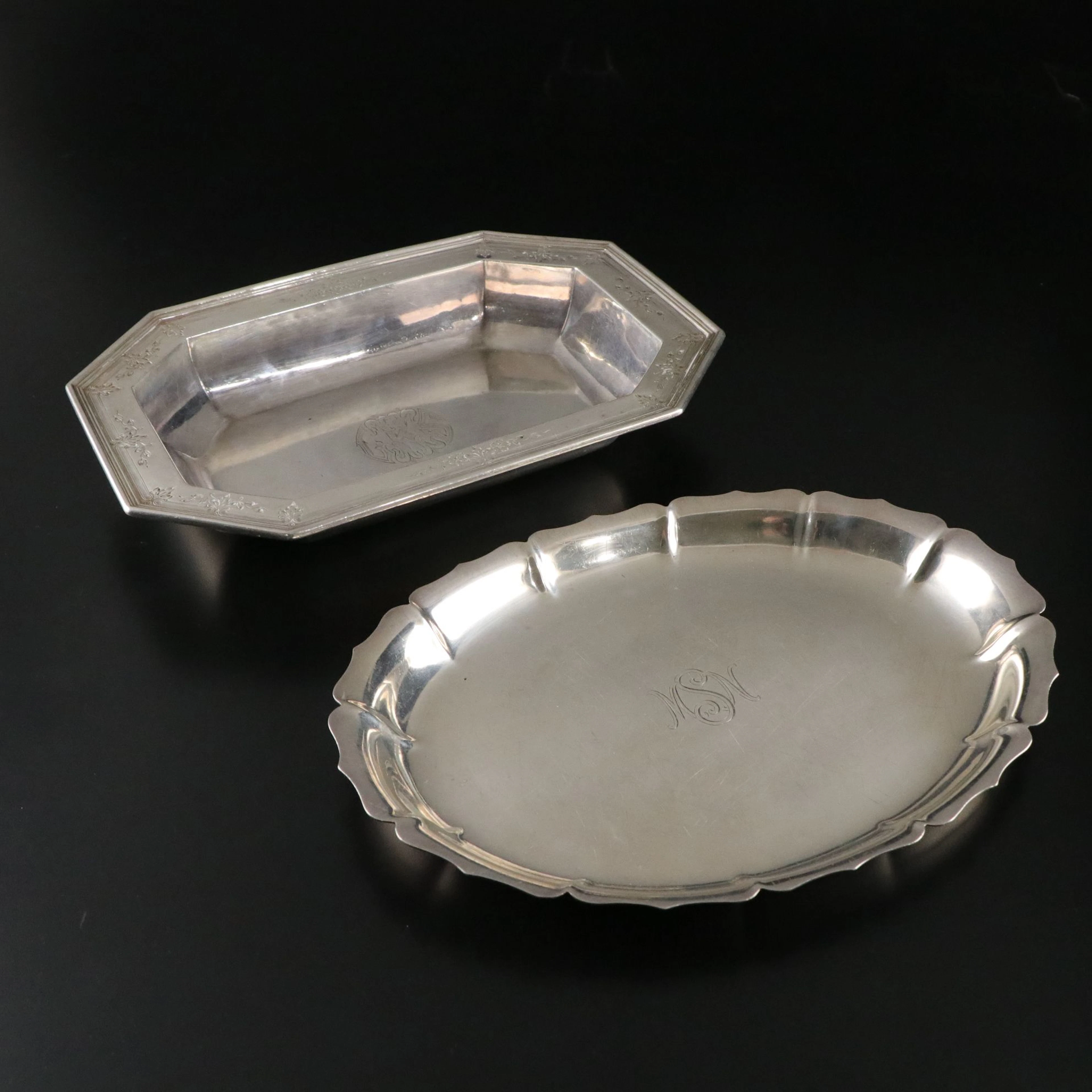 Grogan Sterling Silver "Irish" Platter and "570" Serving Bowl