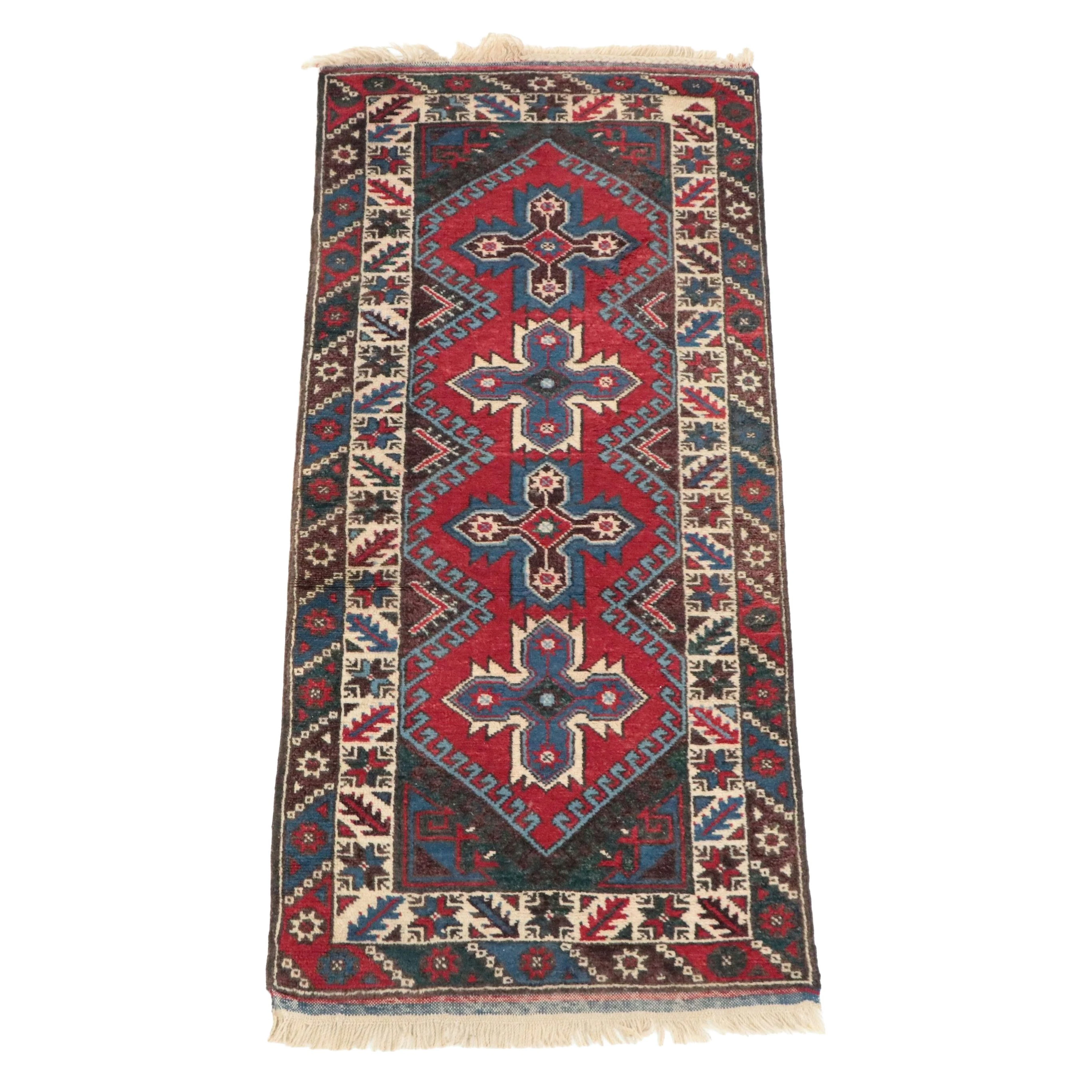 2'8 x 6'5 Hand-Knotted Caucasian Kazak Carpet Runner