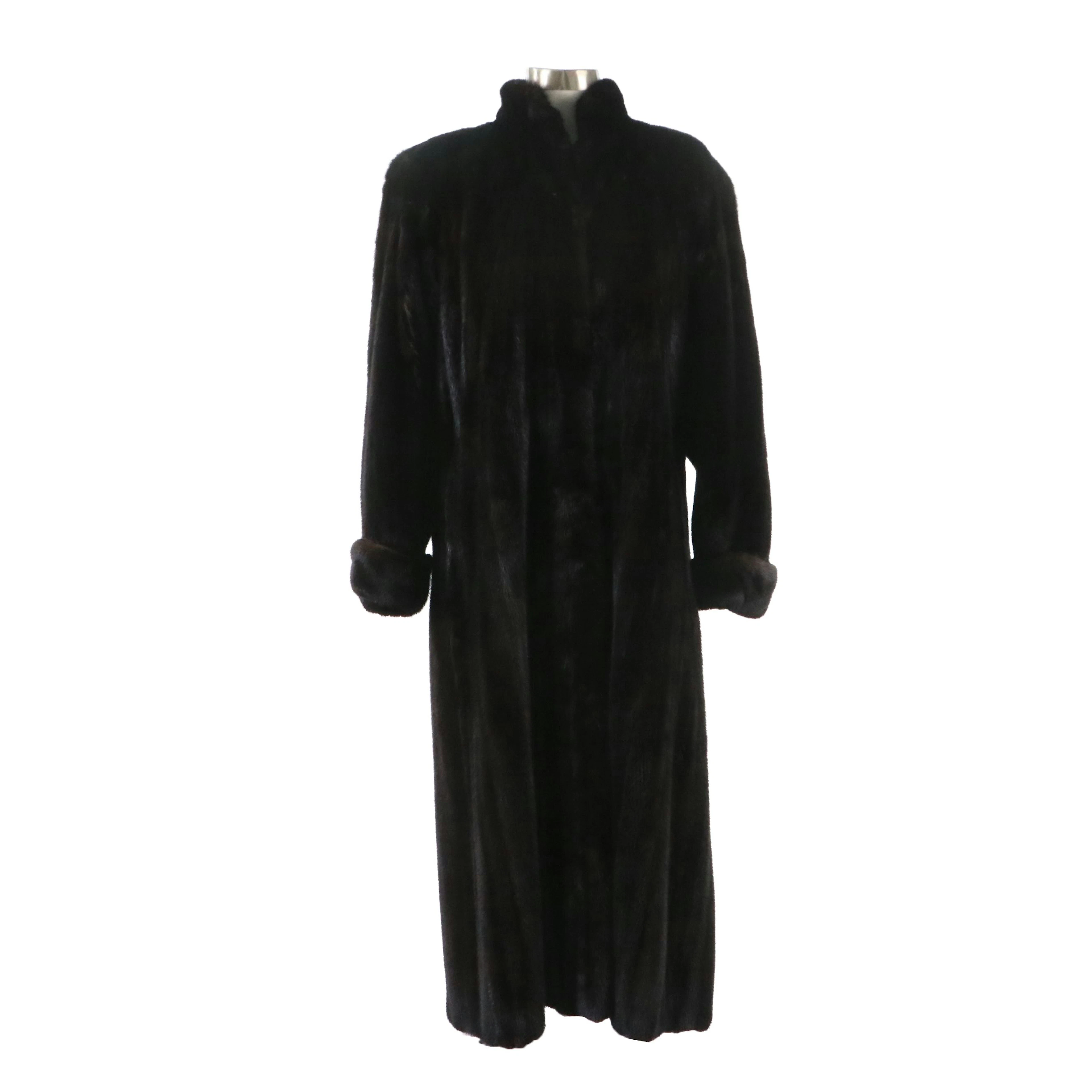 Revillon for Saks Fifth Avenue Dark Brown Mink Fur Long Coat