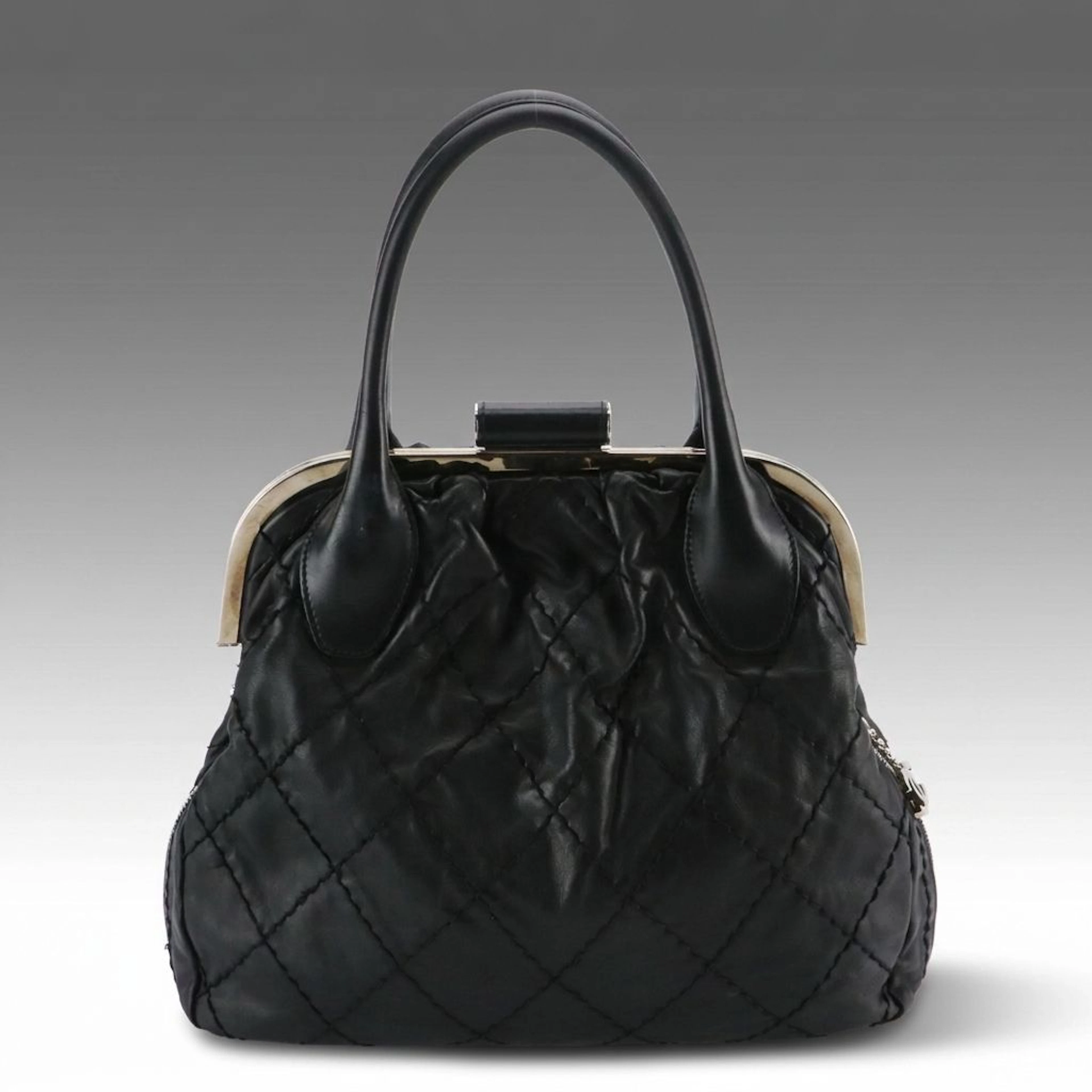 Chanel Expandable Frame Handbag in Black Wild Stitch Lambskin Leather