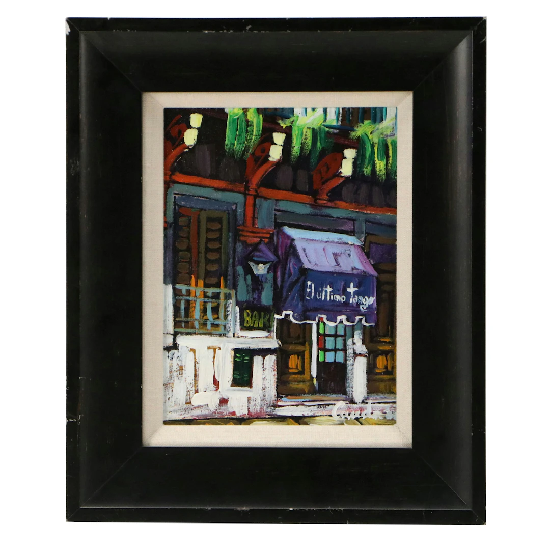 Héctor Darío Cauda Oil Painting of Streetscape, Late 20th to 21st Century