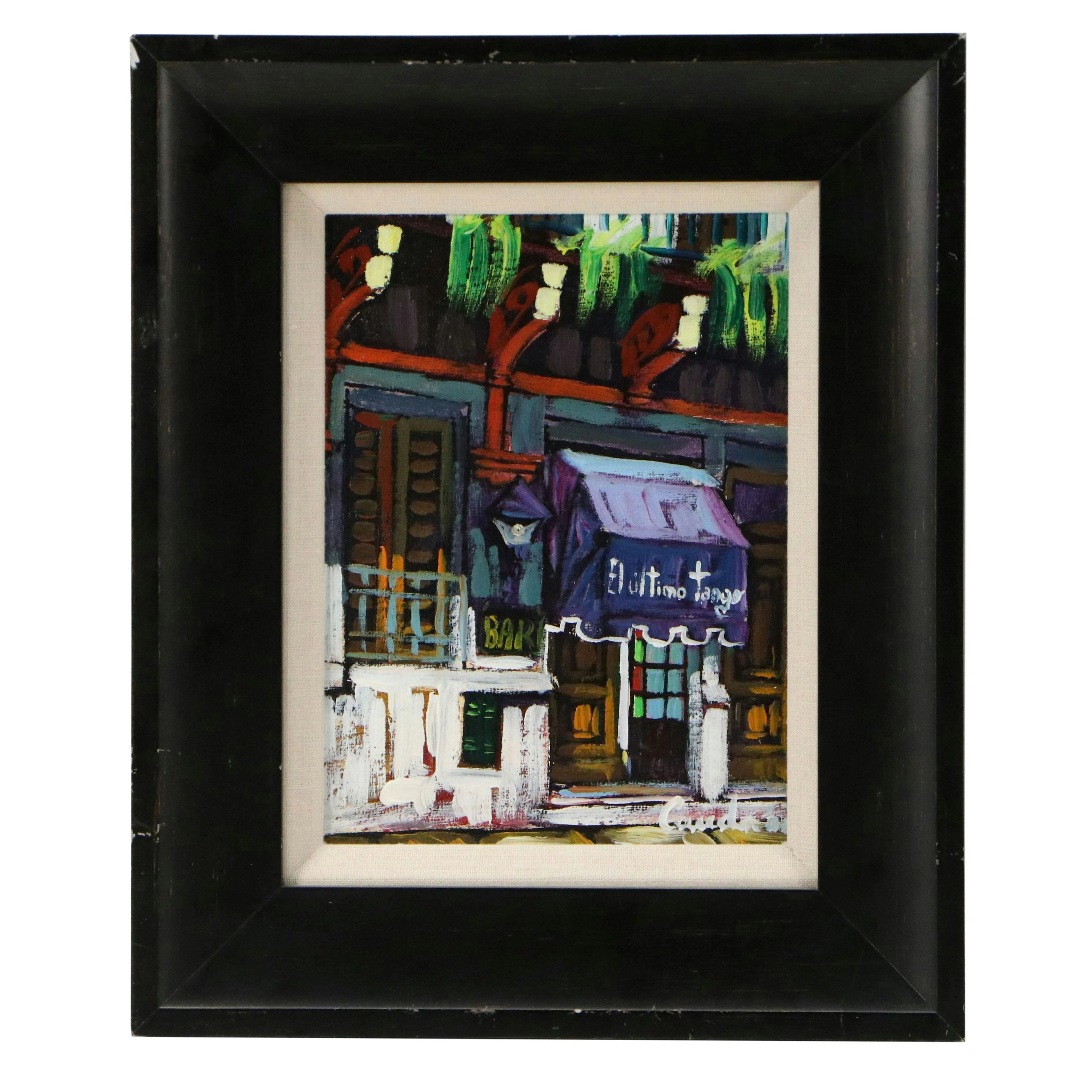 Héctor Darío Cauda Oil Painting of Streetscape, Late 20th to 21st Century