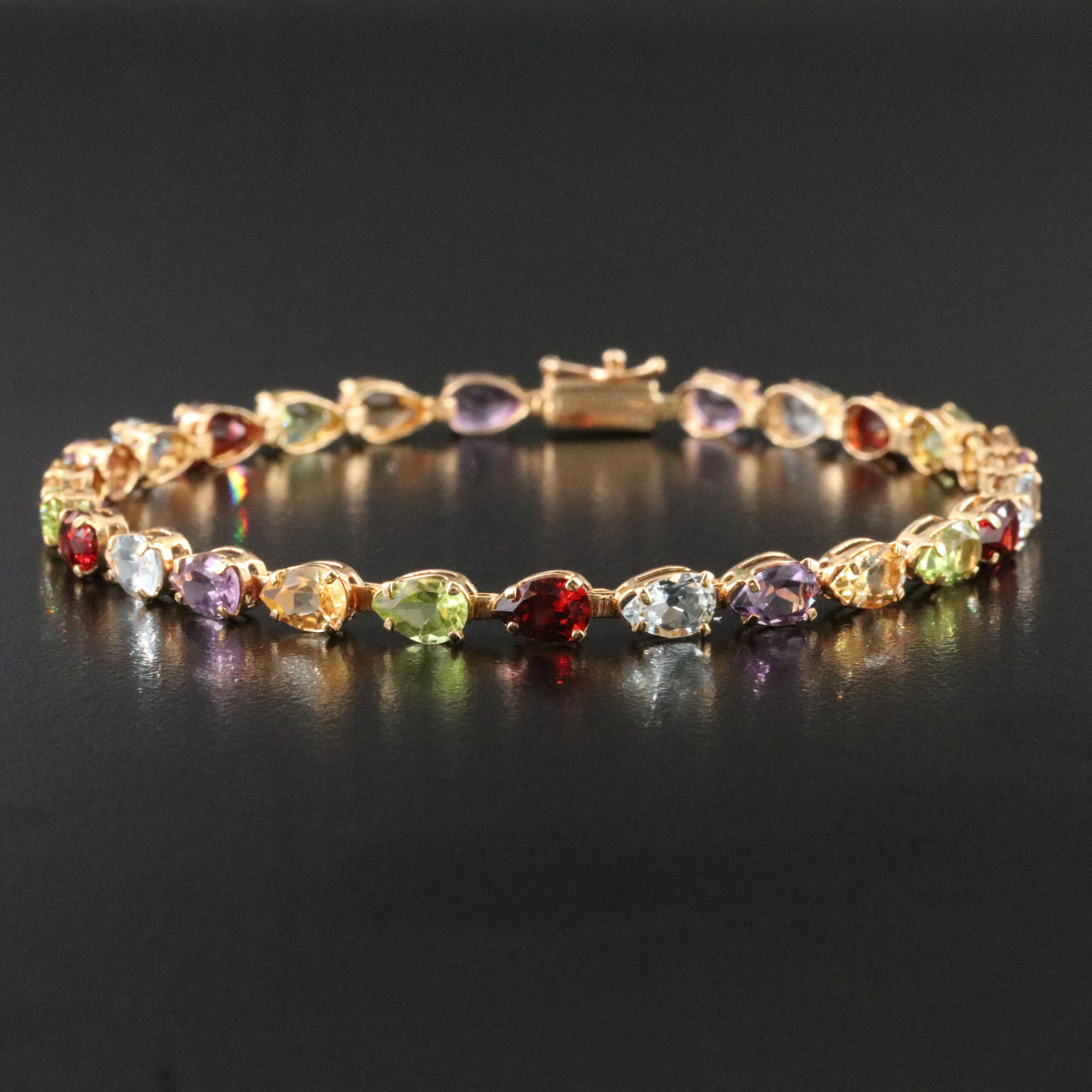 14K Gemstone Link Bracelet