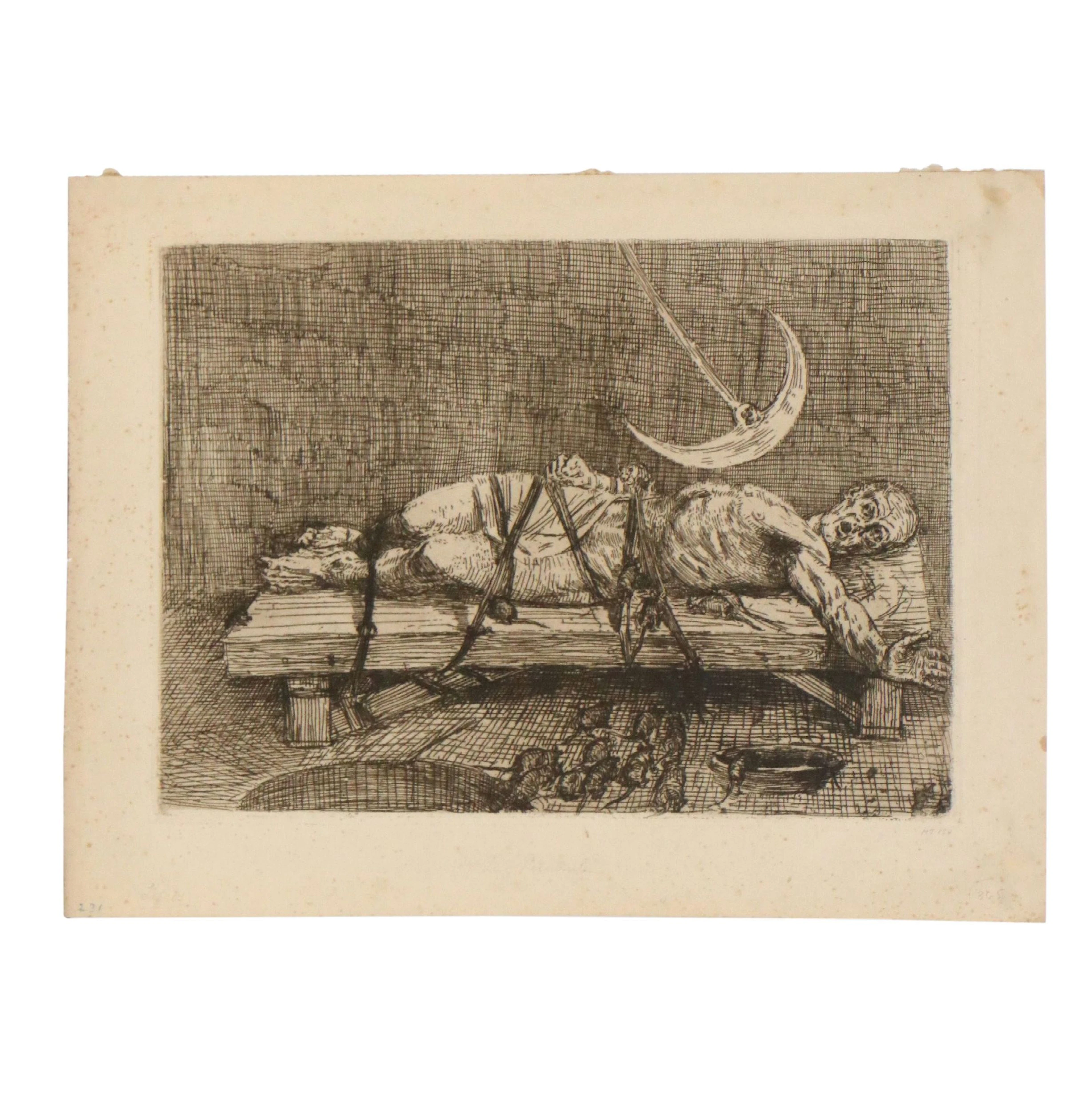 Alphonse Legros Etching "The Pit and the Pendulum, Second Plate," 1861