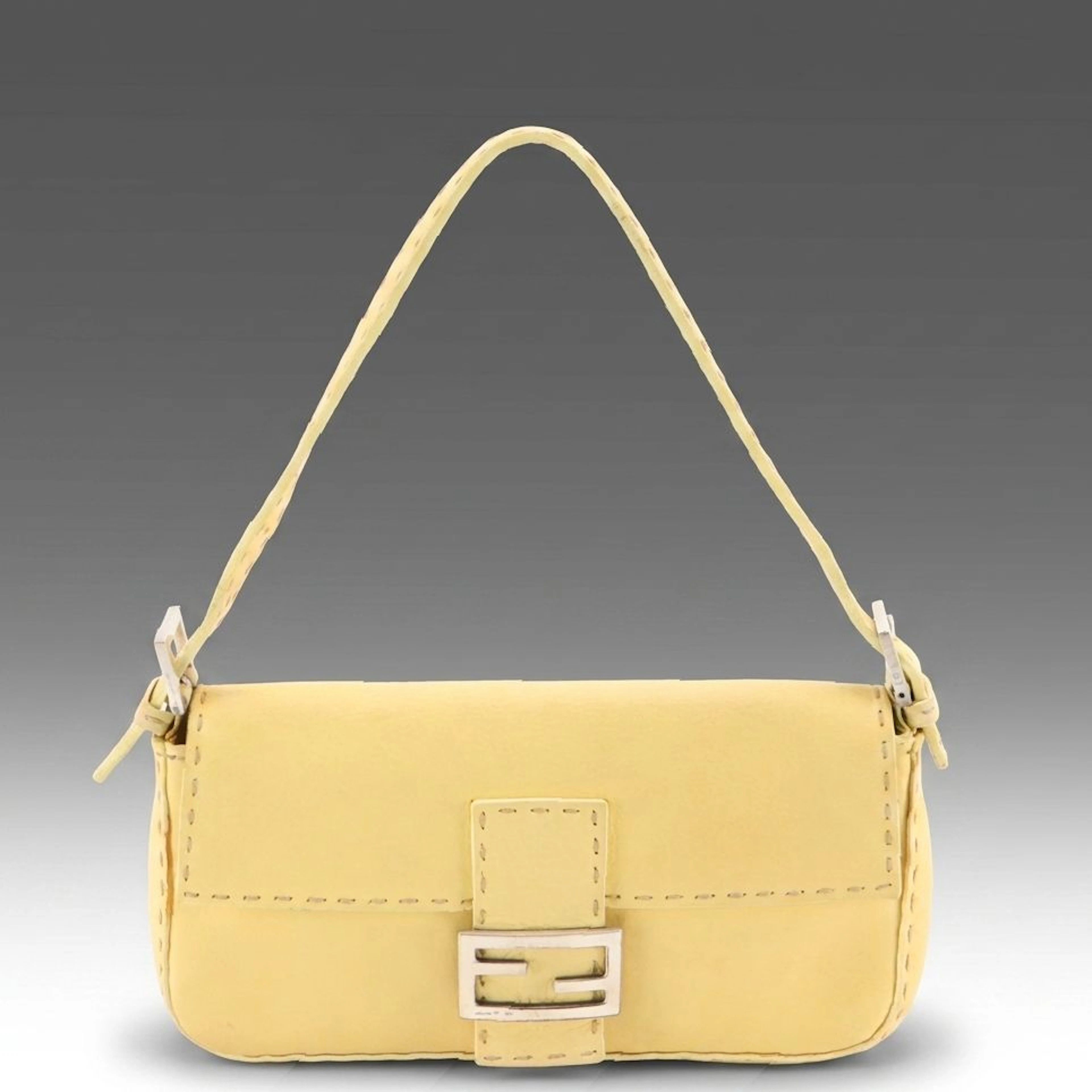 Fendi Selleria Baguette in Romano Leather with Sterling Silver Hardware
