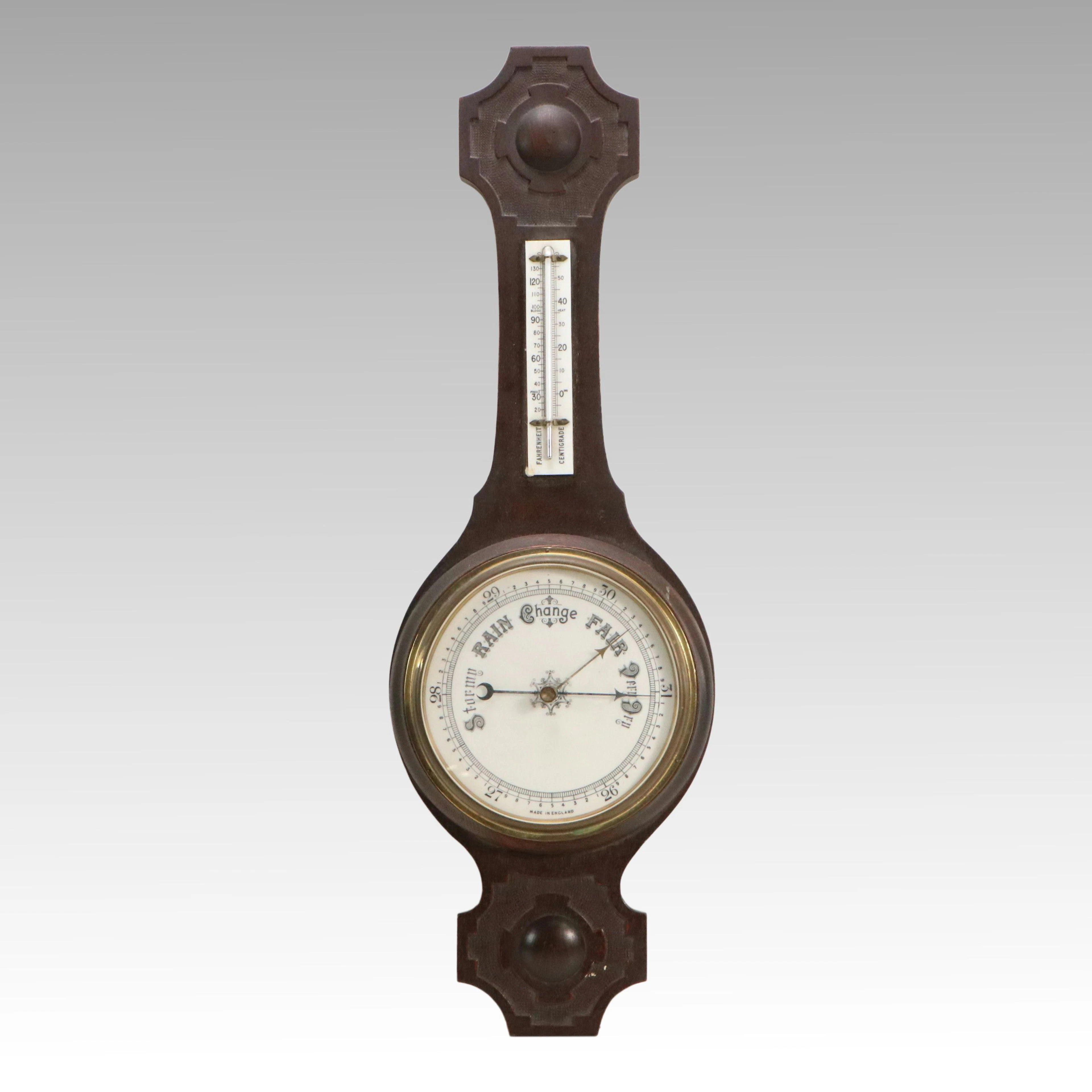 English Edwardian Style Banjo Weather Station