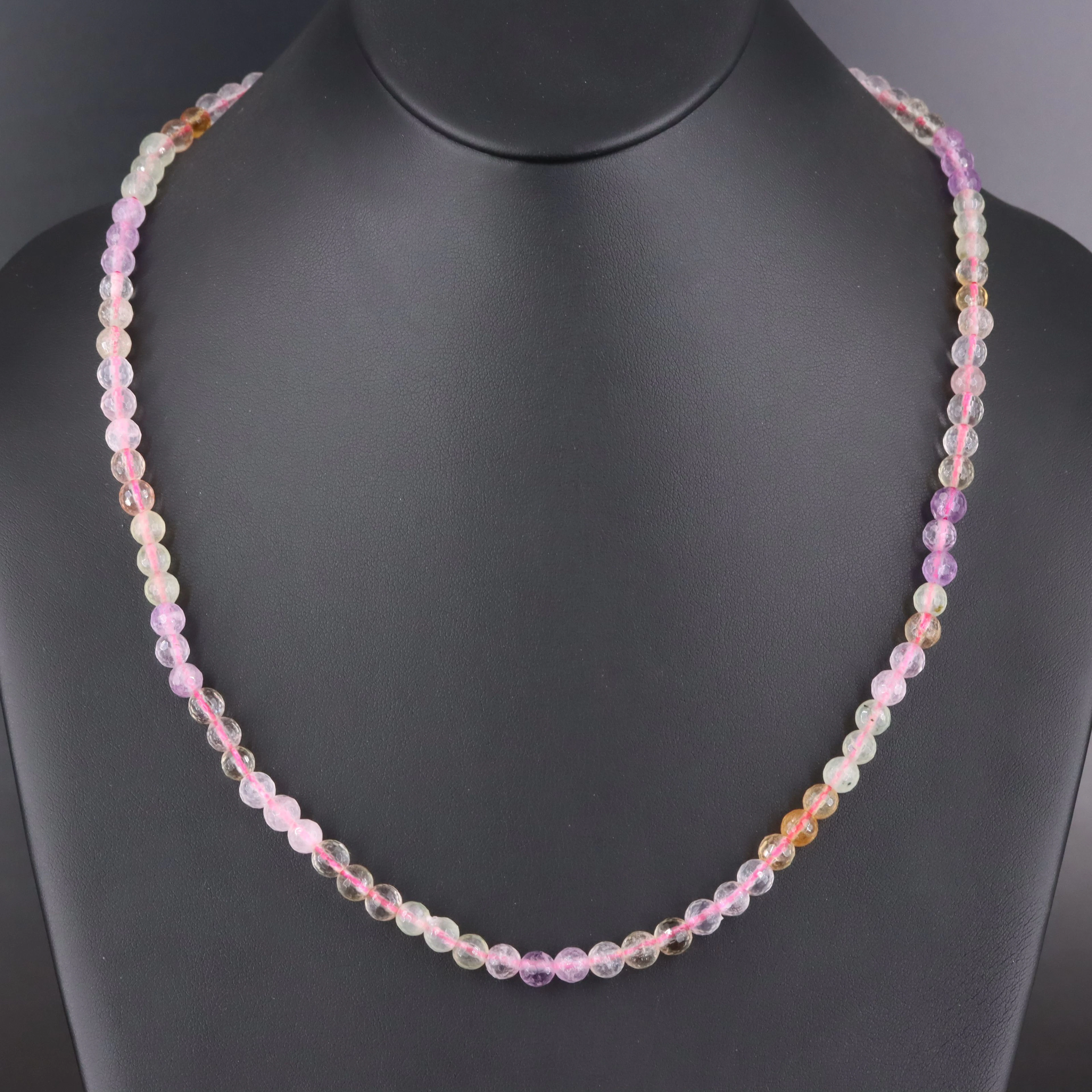Bead Necklace Including Rose Quartz, Amethyst and Citrine