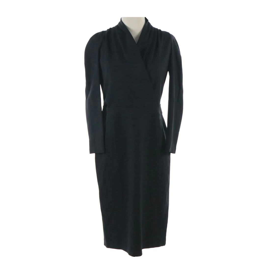 Armani Collezioni Long Sleeve Kangaroo Pocket Midi Dress in Black, with Tags