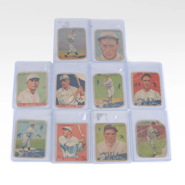 Ten 1933 Goudey Baseball Cards, Including Chuck Klein