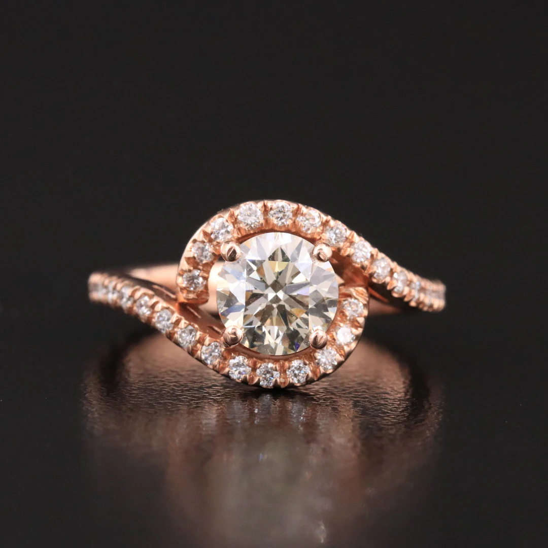 14K Rose Gold 1.66 CTW Diamond Bypass Ring