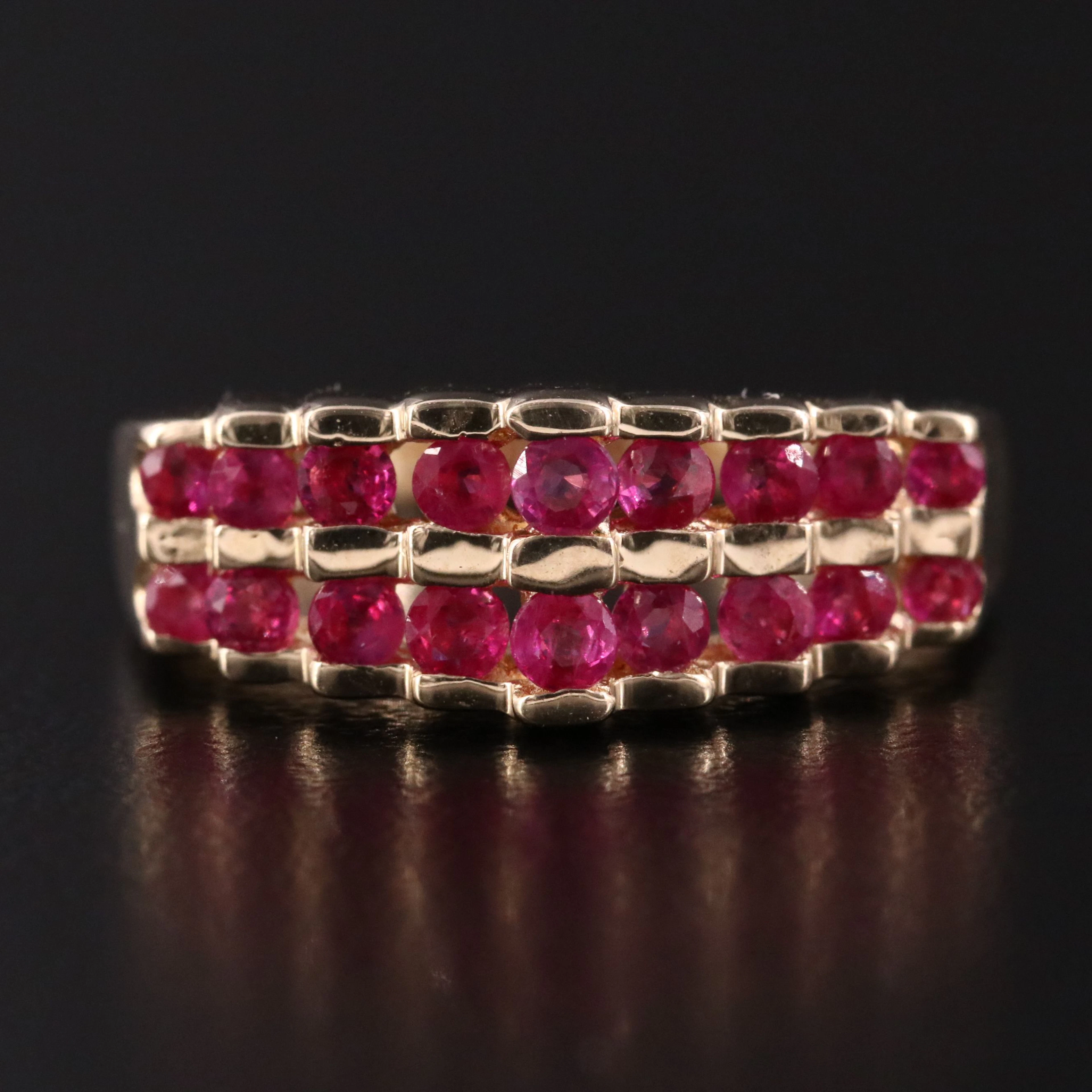 14K Ruby Pyramid Ring